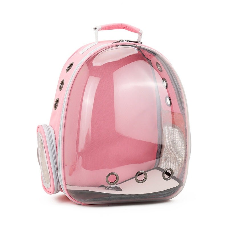 Mochila transparente para transportar gatos e cães de pequeno porte (rosa) - 3