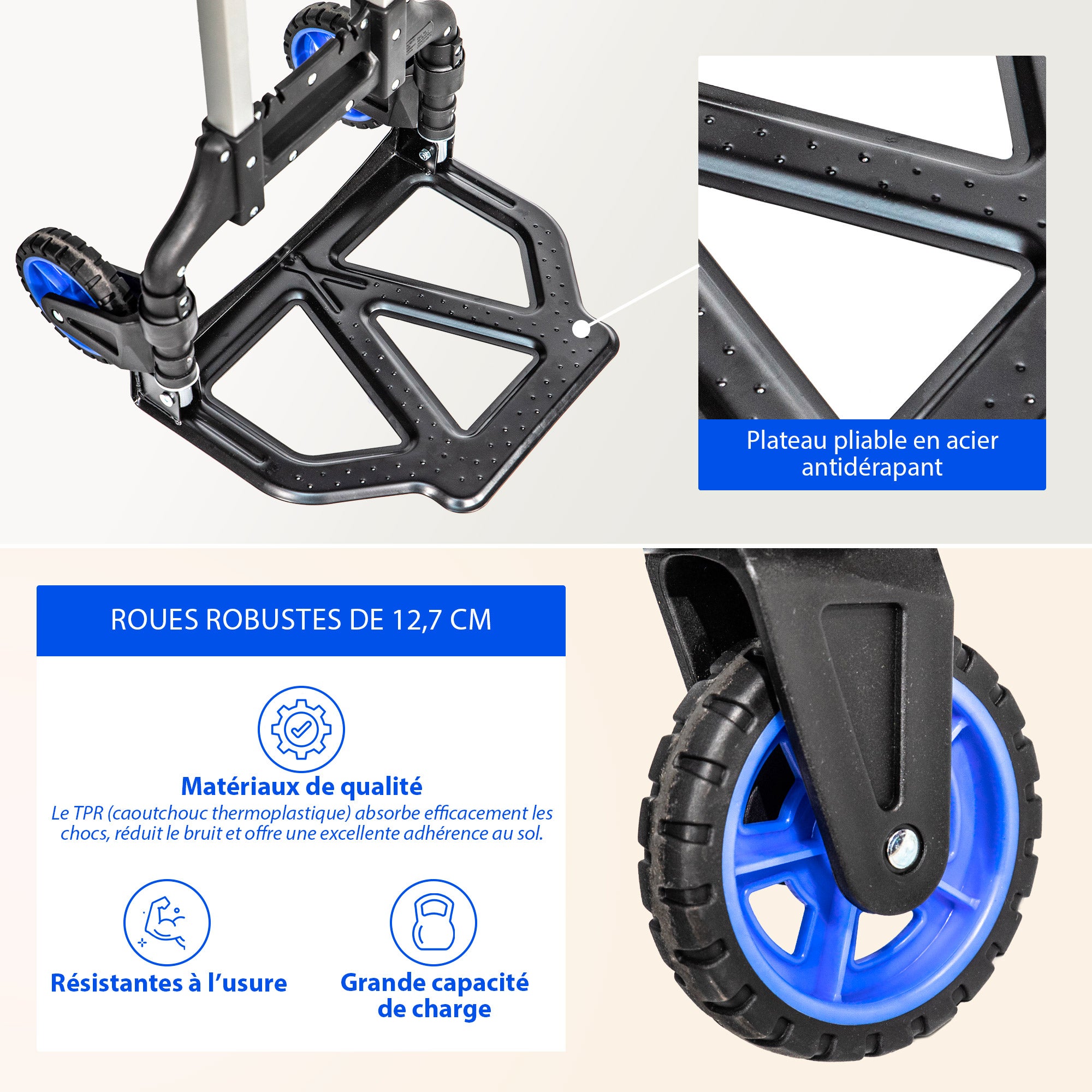 HOSTRÖM Diable pliant en Aluminium, 2 Roues Diable pliable Demenagement et Transport de matériau, compact, léger, Charge Max. 60kg, Garantie 5 ans - 4