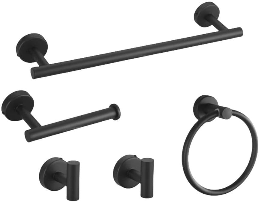 Zestaw akcesoriów łazienkowych, zestaw wieszaków na ręczniki łazienkowe, 5 elementów, matowa czerń