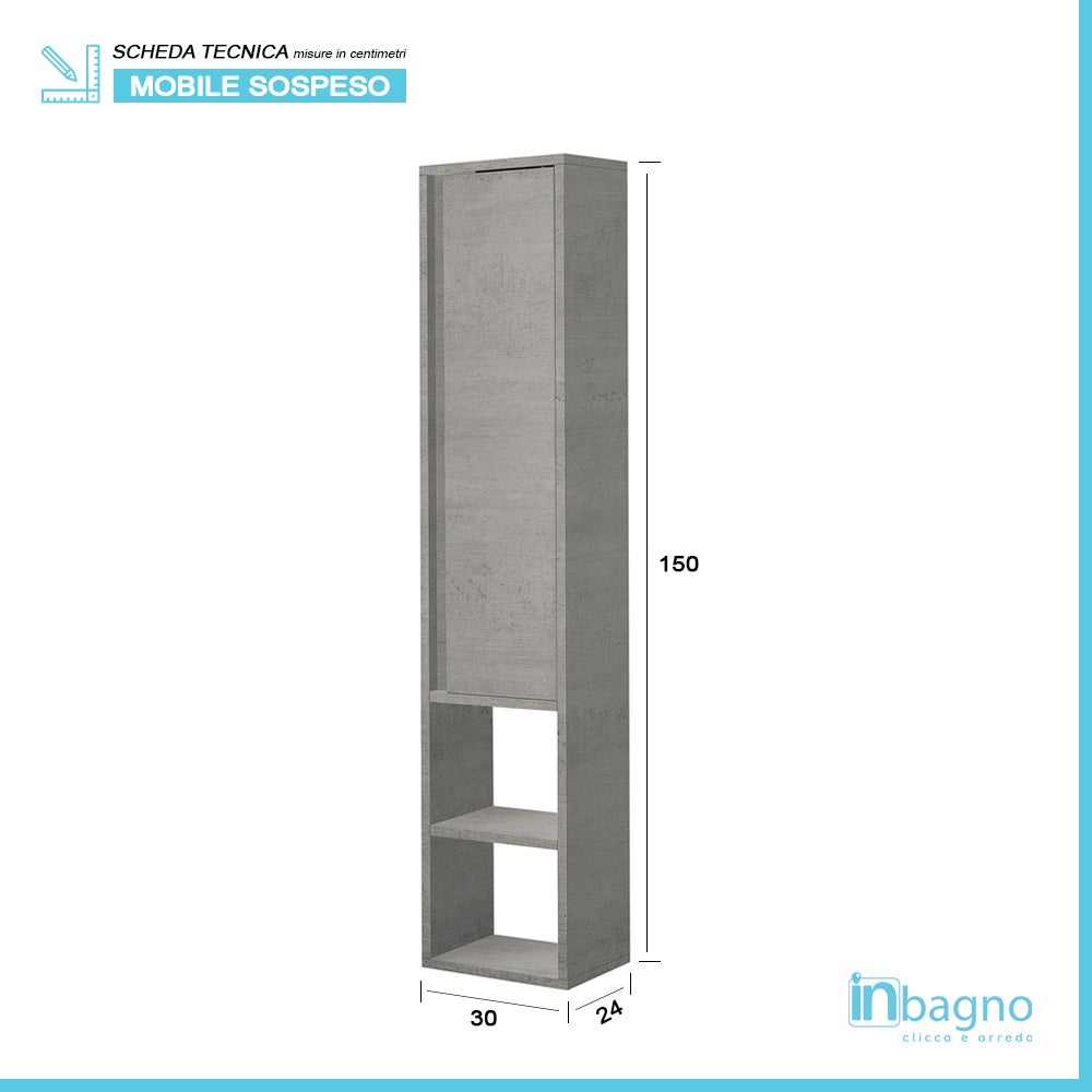 Armoire murale en mélamine ciment de 150 cm avec porte à mouvement lent - 3