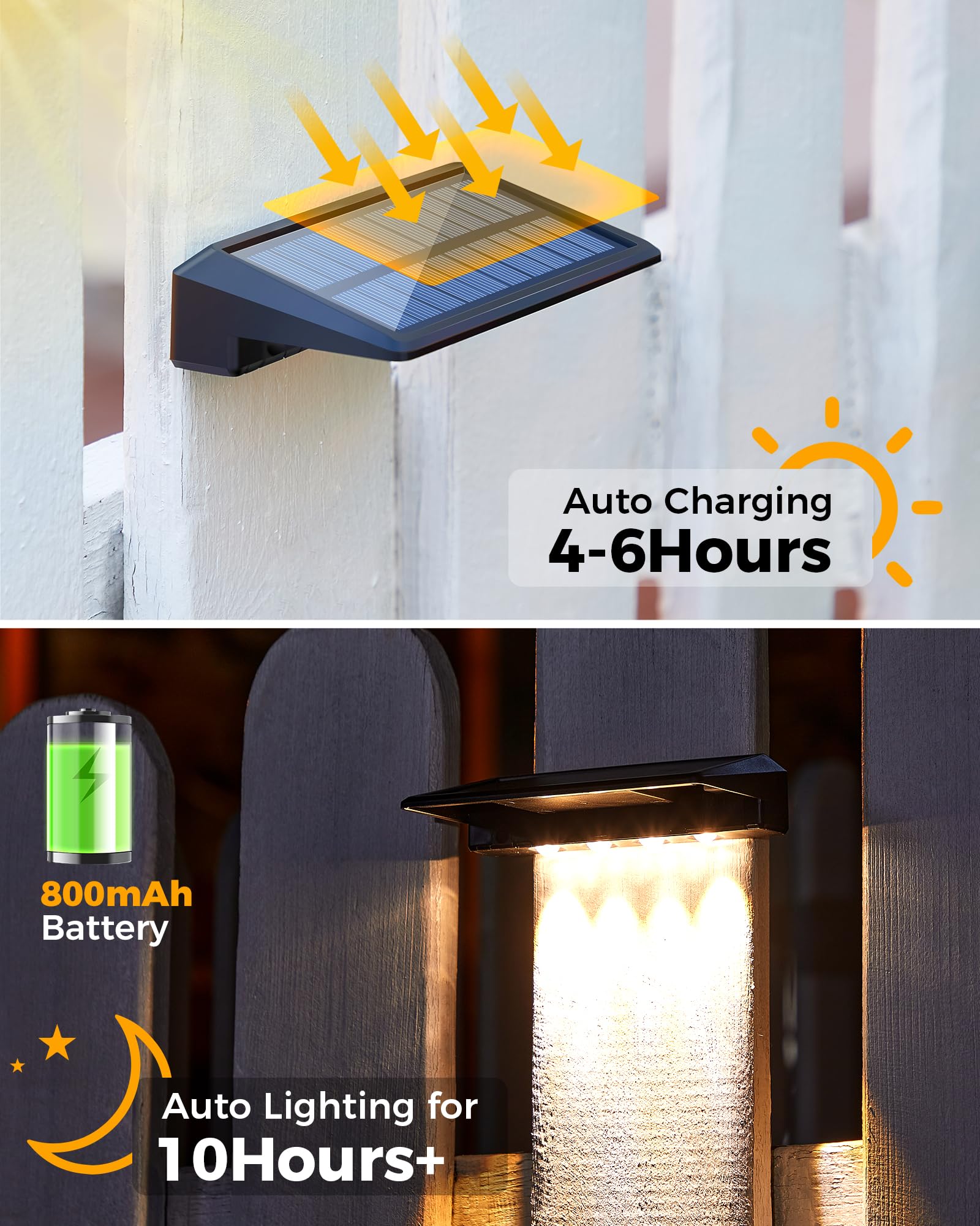 A cerca solar ilumina o diodo emissor de luz exterior, luzes solares da plataforma de 8 blocos para fora IP65 impermeável, luzes solares da parede - 7