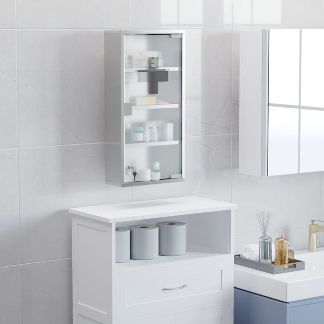 Armoire à Pharmacie 2 Étagères Acier Inox. - Armoire de toilette Armoire à Pharmacie 2 Étagères Acier Inox. - Armoire de toilette