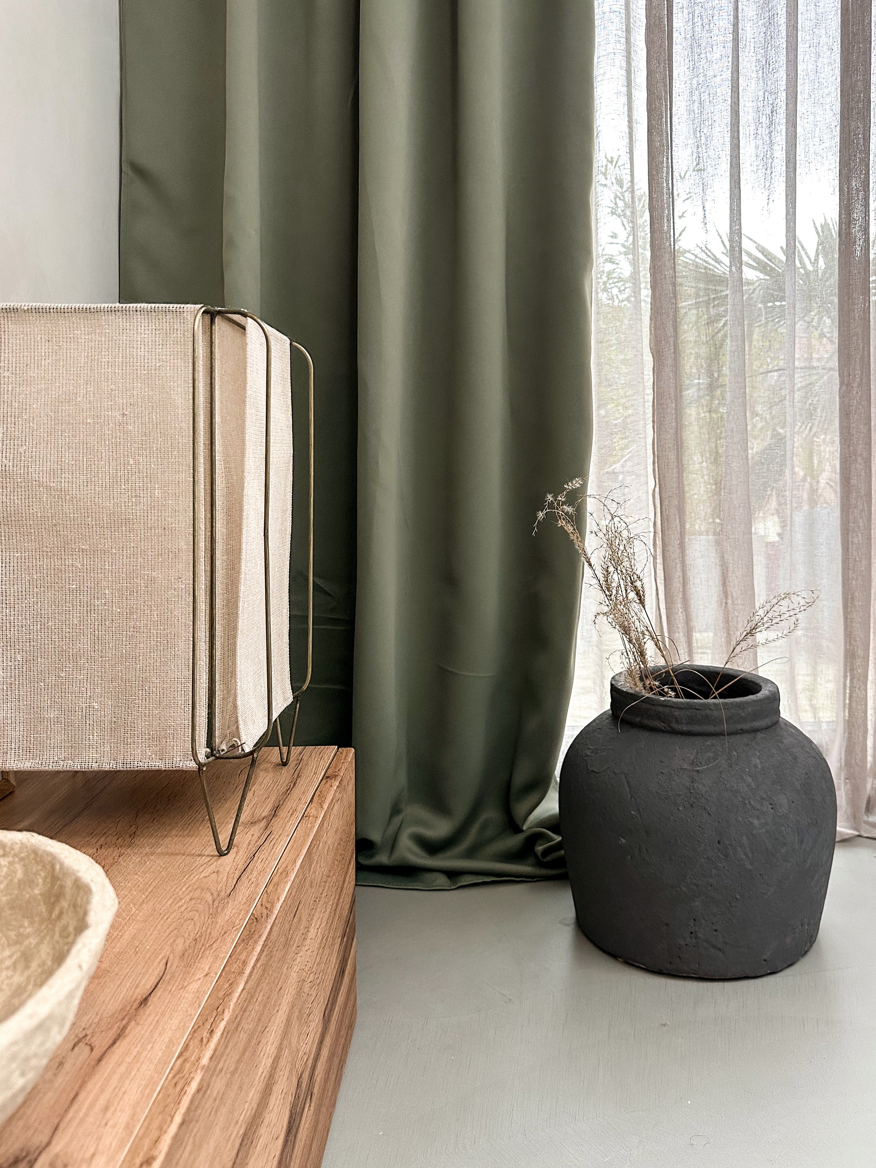 Rideau obscurcissant uni à galon fronceur - 140x270cm - Vert Olive - HOOMstyle - 3