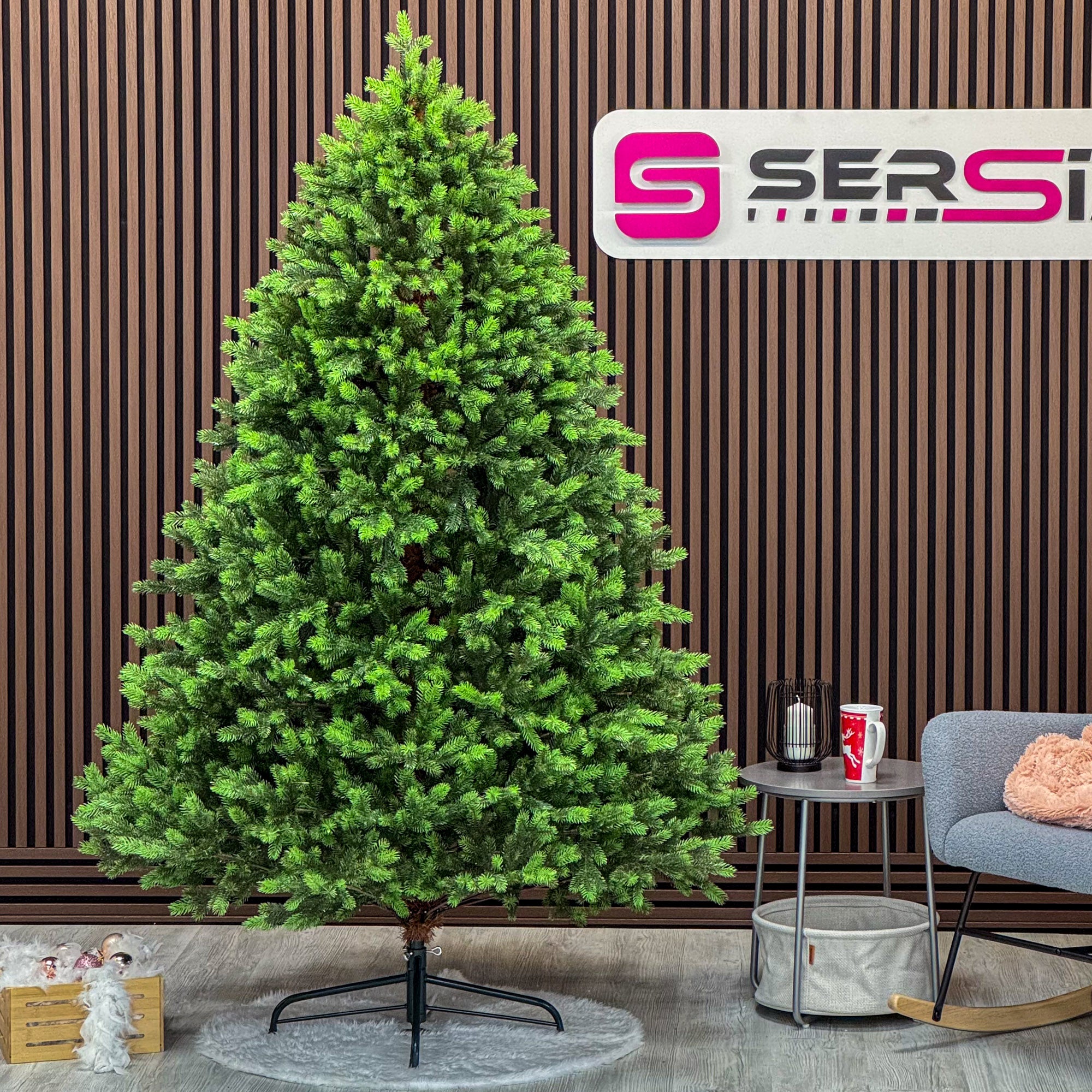 Brad artificial Sersimo, Hollandia, verde cu varfuri verzi, integral 3D, 210 cm