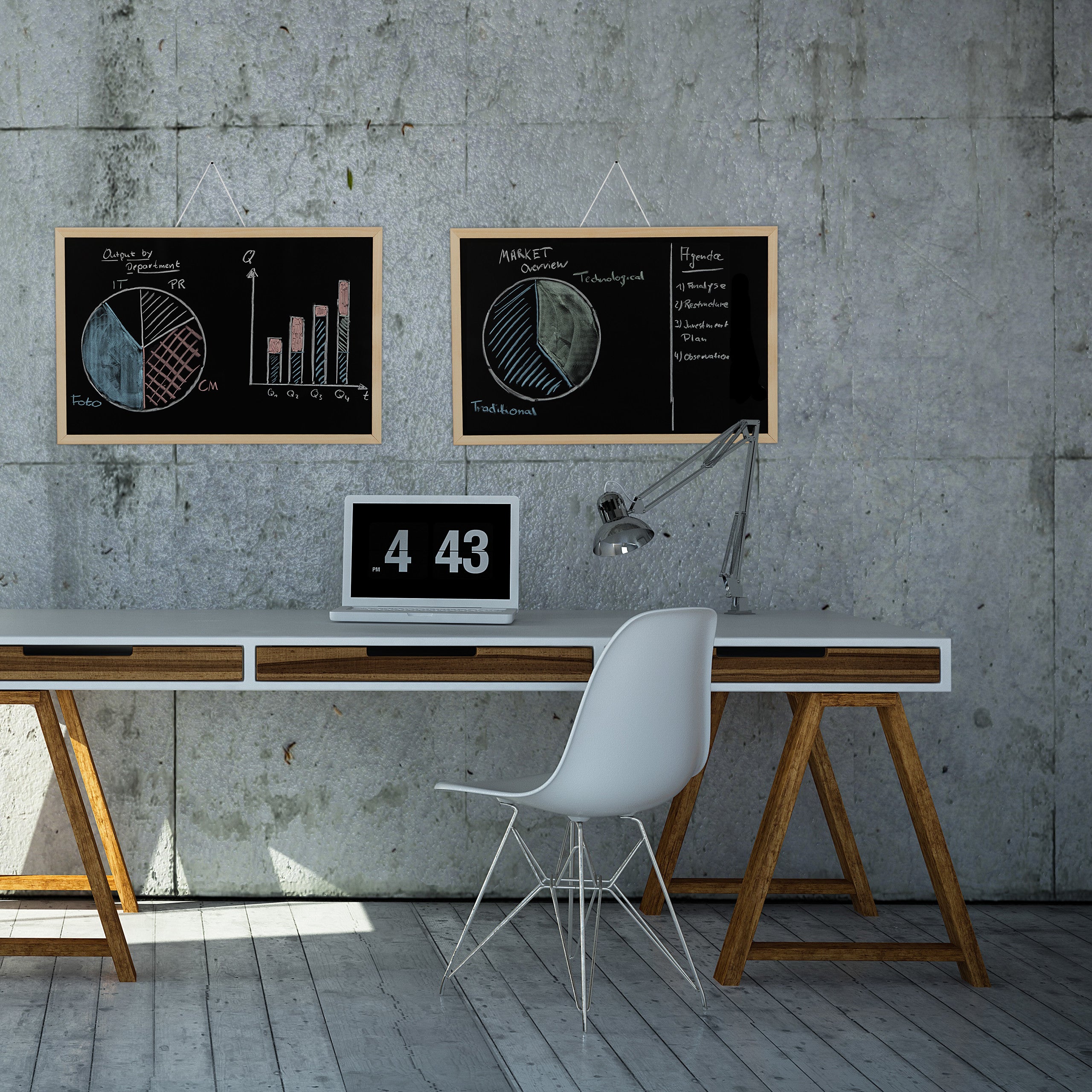 4x Lavagna per Gesso con Cornice in Legno, Cancellabile, Bacheca da Ufficio, da Parete, 40x60cm, Nera - 2