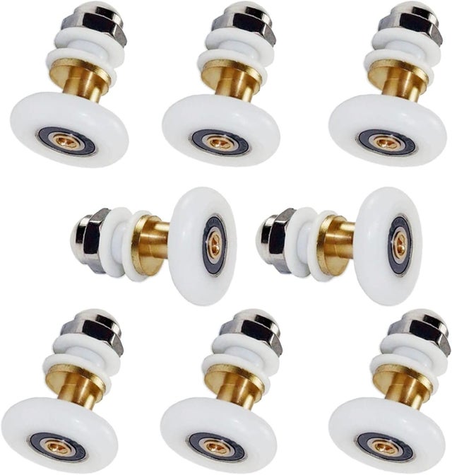 Rodízios para porta de box de chuveiro, rodízios/rodas para portas de vidro deslizantes de chuveiro, rodízios de reposição de 20 mm, pacote com 8 unid
