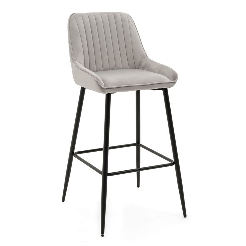 Hoker tapicerowany welurowy do salonu jadalni barowy PASSO jasnoszary