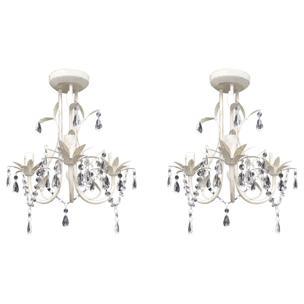 Maison exclusive - lámparas de araña de cristal 2 unidades blanco elegante