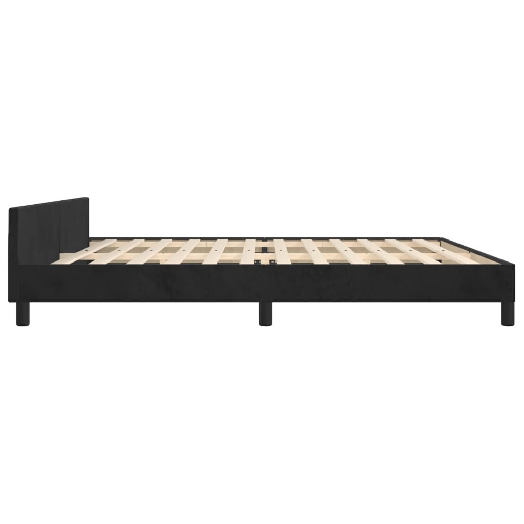Cadre de lit sans matelas noir 200 x 200 cm en velours - 7