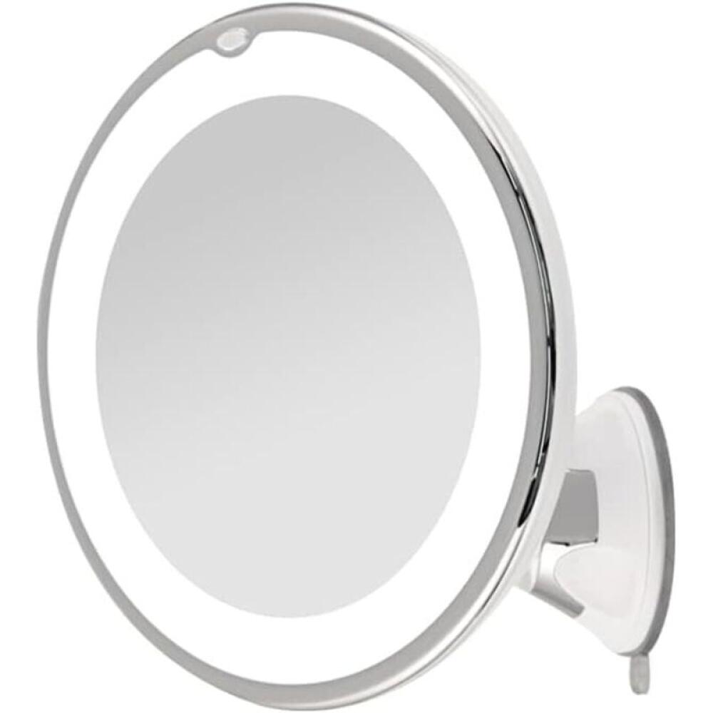 Lustro do golenia z 10-krotnym powiększeniem, oświetleniem LED i blokowaną przyssawką, obracane o 360°