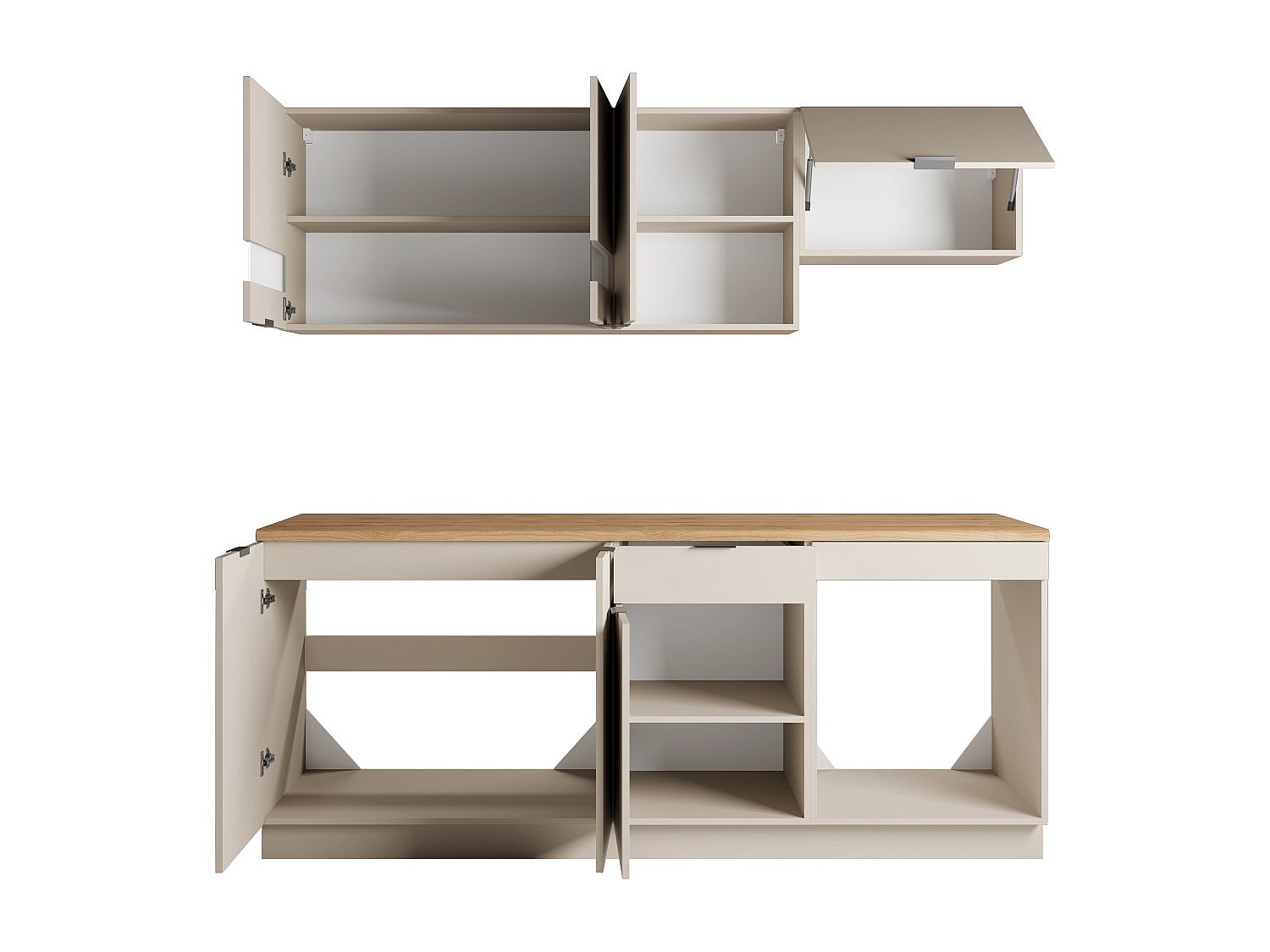Cuisine complète - Avec plan de travail 200 cm - Beige et Naturel - CARMEO - 5