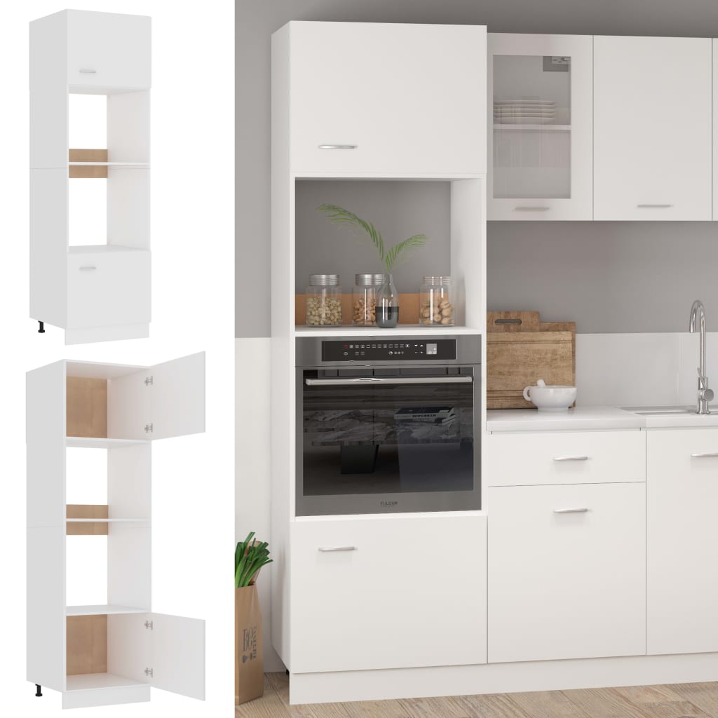 Colonne micro-ondes Blanc 60 x 57 x 207 cm Bois d'ingénierie - 2