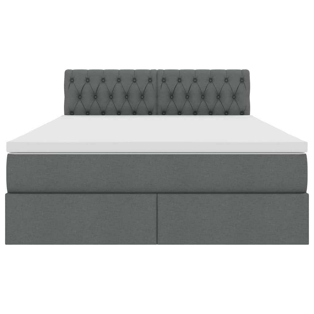 Lit avec rangement et matelas gris foncé 140 x 200 cm velours - 7