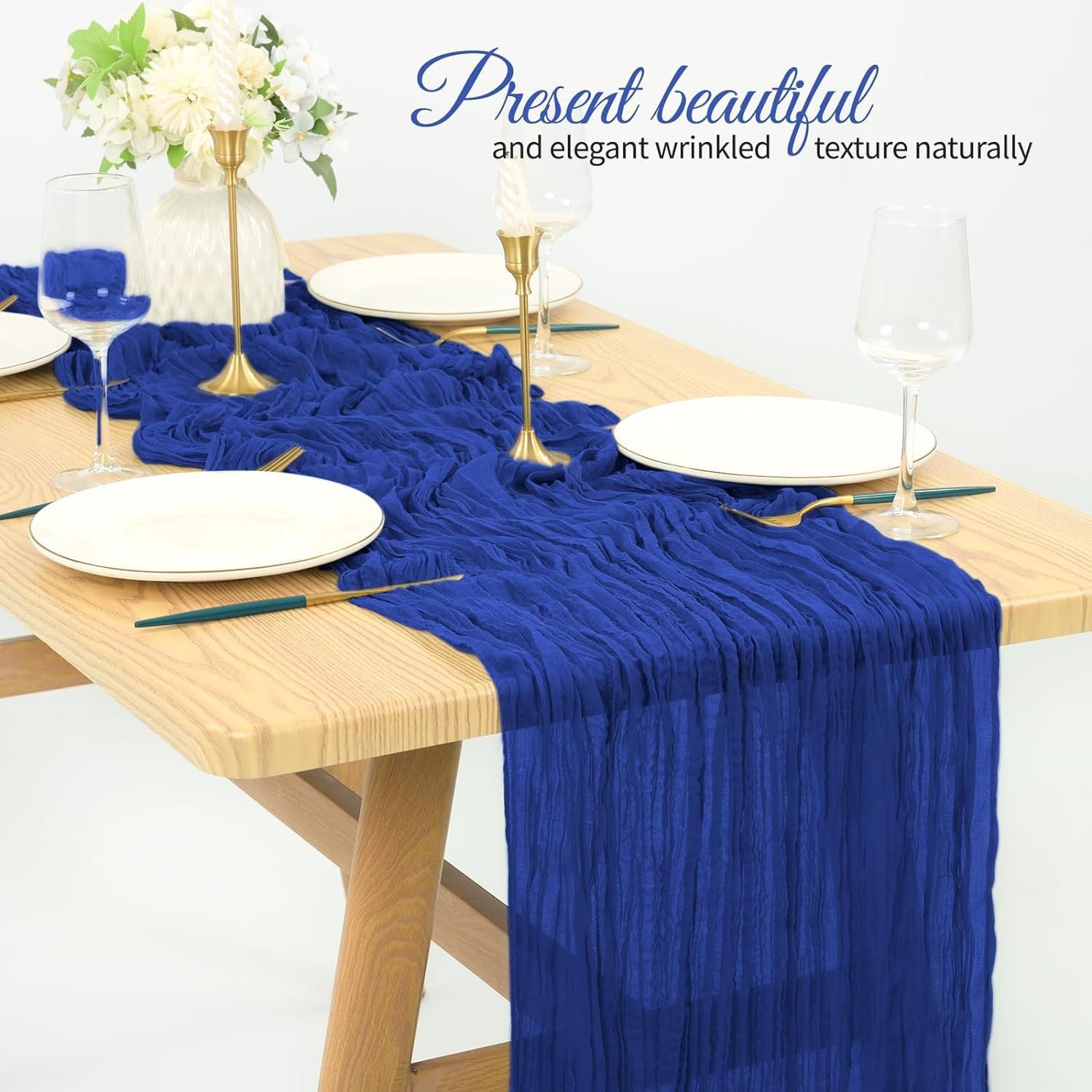 Runner da tavolo in mussola 90 x 300 cm, runner da tavolo per matrimonio in tela Aida, runner da tavolo in garza boho, centrotavola decorativo | Leroy Merlin