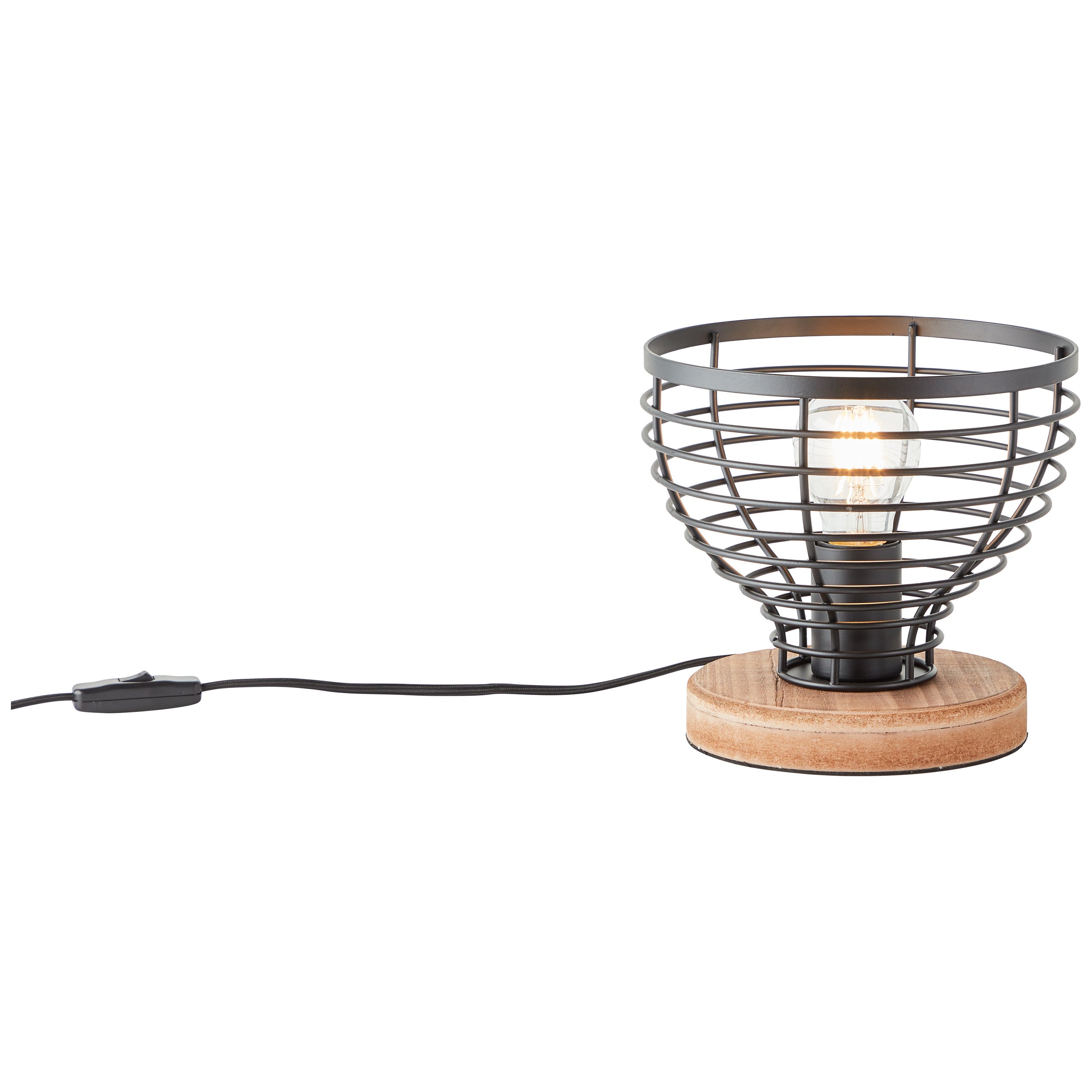 Brilliant Avia lampa stołowa 20cm czarny/drewno, metal/drewno, 1x A60, , 52W - 5