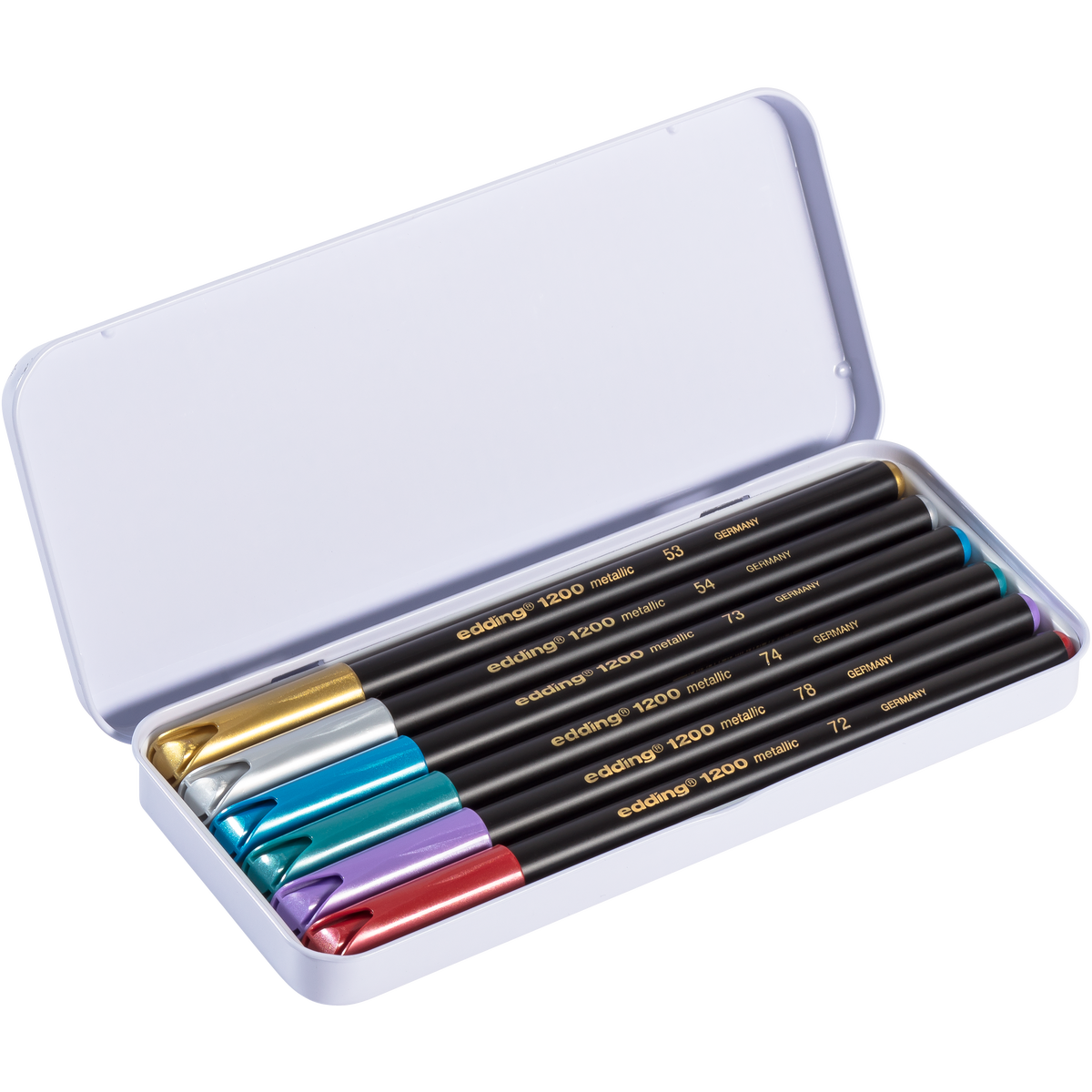 edding Faserschreiber 1200 Color Pen metallic Blechschachtel 6Stück - 2