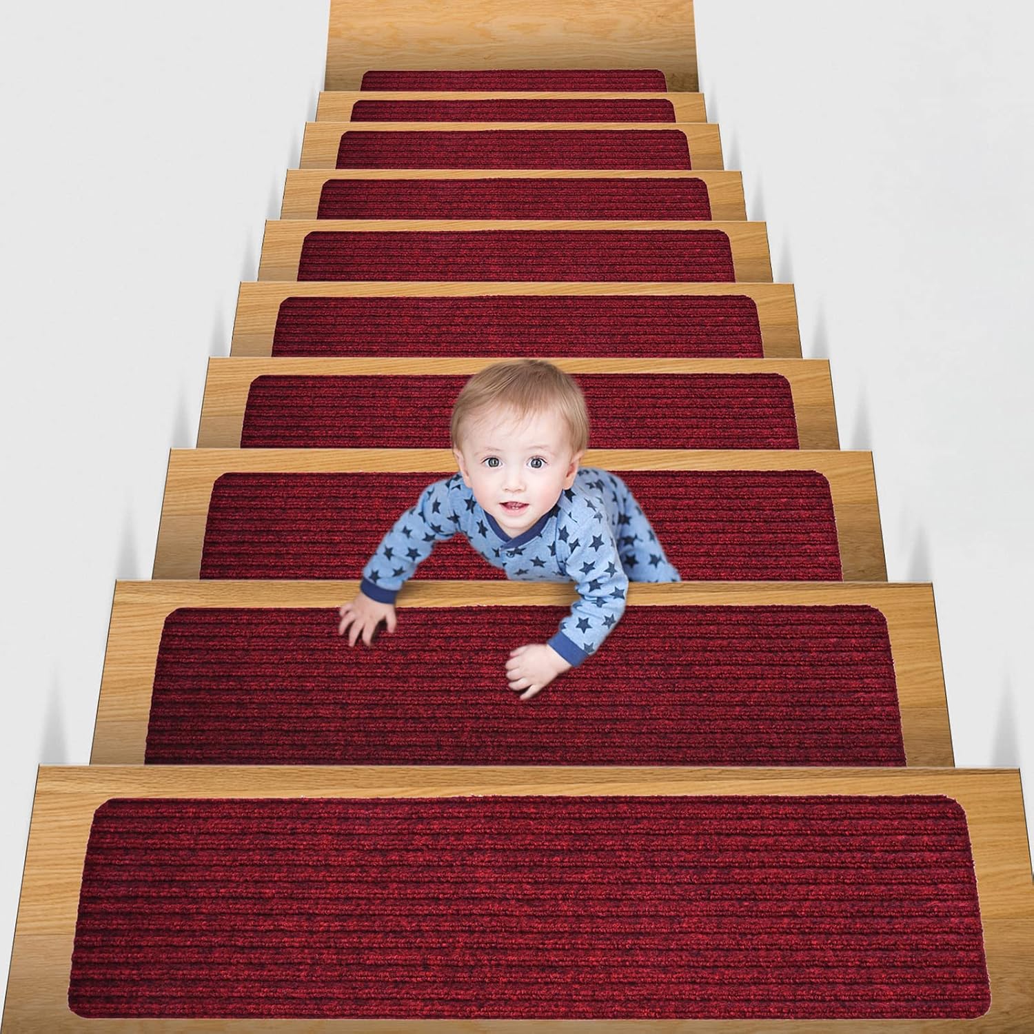 15 Marches D'escalier Antidérapantes En Jute – Gris – Installation Facile – GOYLSER
