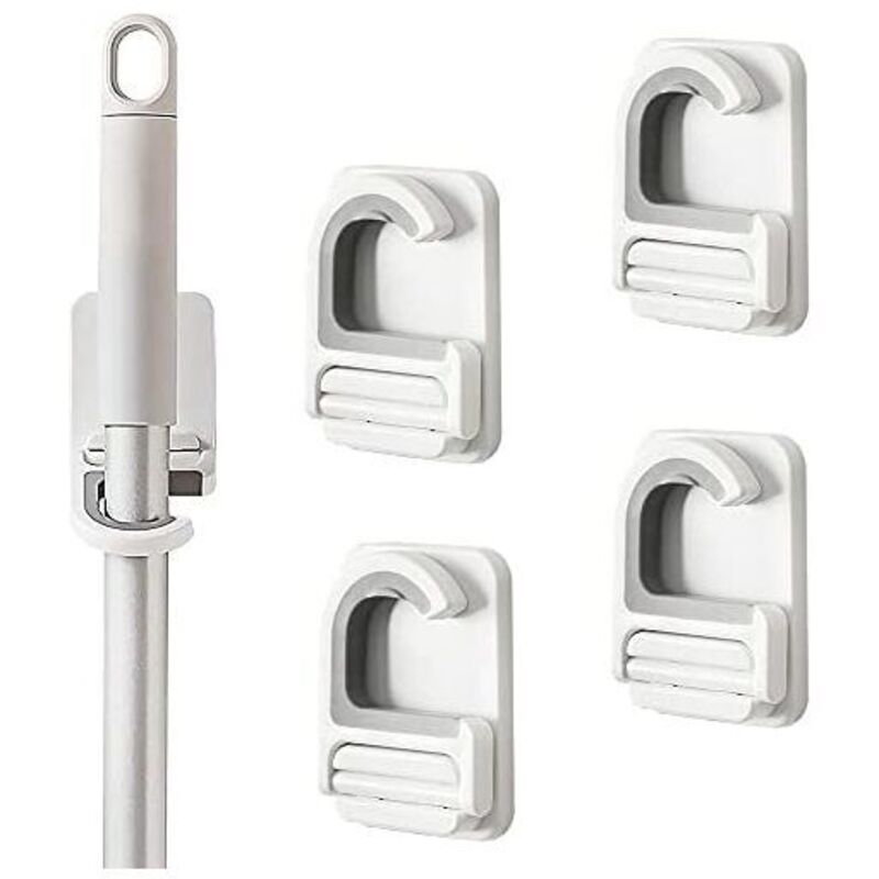Set 6 Supporti Per Scope E Mocio – Adesivi, Senza Fori – Per Bagno, Cucina, Garage