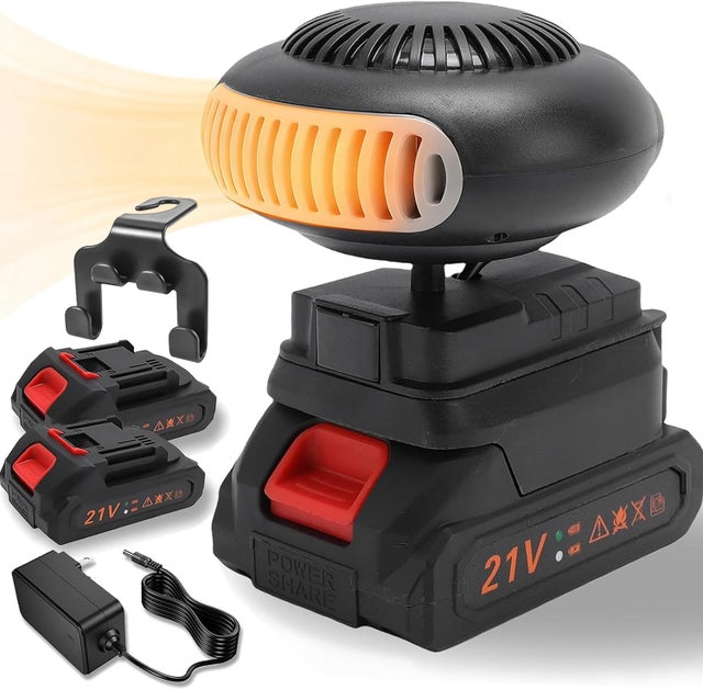 Chauffage alimenté par batterie,(15 cellules,Batterie * 2) 2026 nouveau chauffage de voiture portable alimenté par batterie, radiateur sans fil sans f