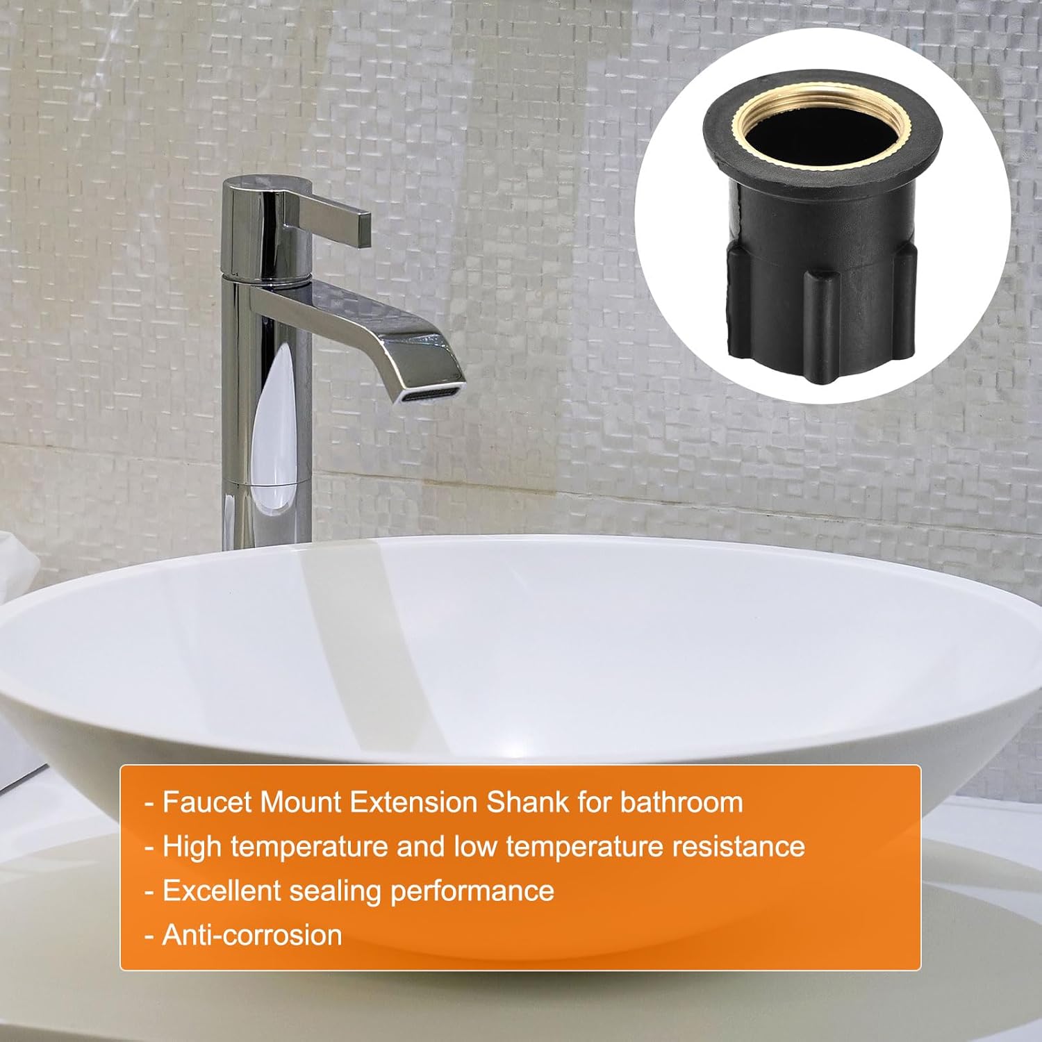 Écrou de Robinet 3,5 cm – Fixation Plastique pour Cuisine, Base Fixe, Couleur Noire - 4
