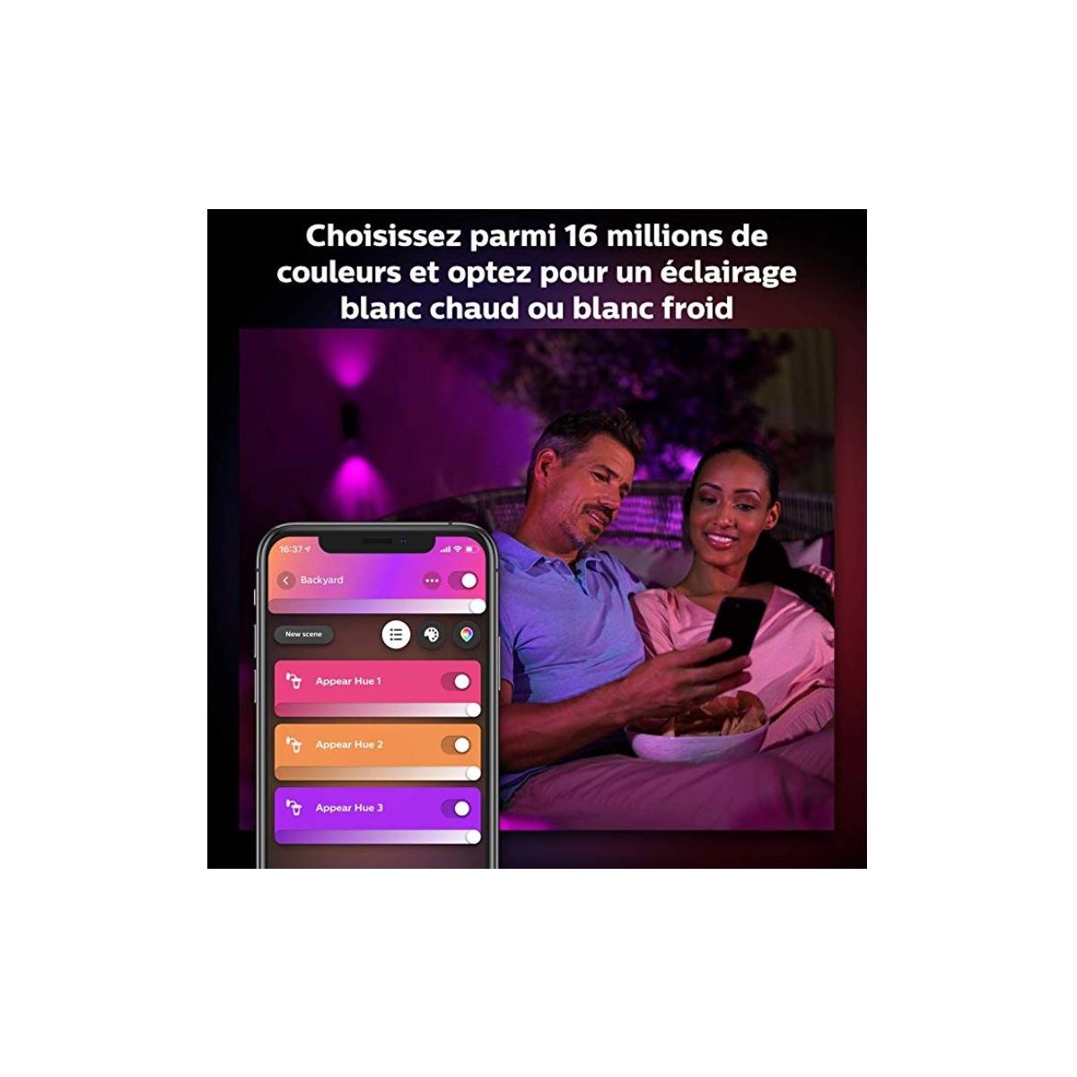 Applique murale PHILIPS HUE W&C APPEAR 8W ronde Noir - 3