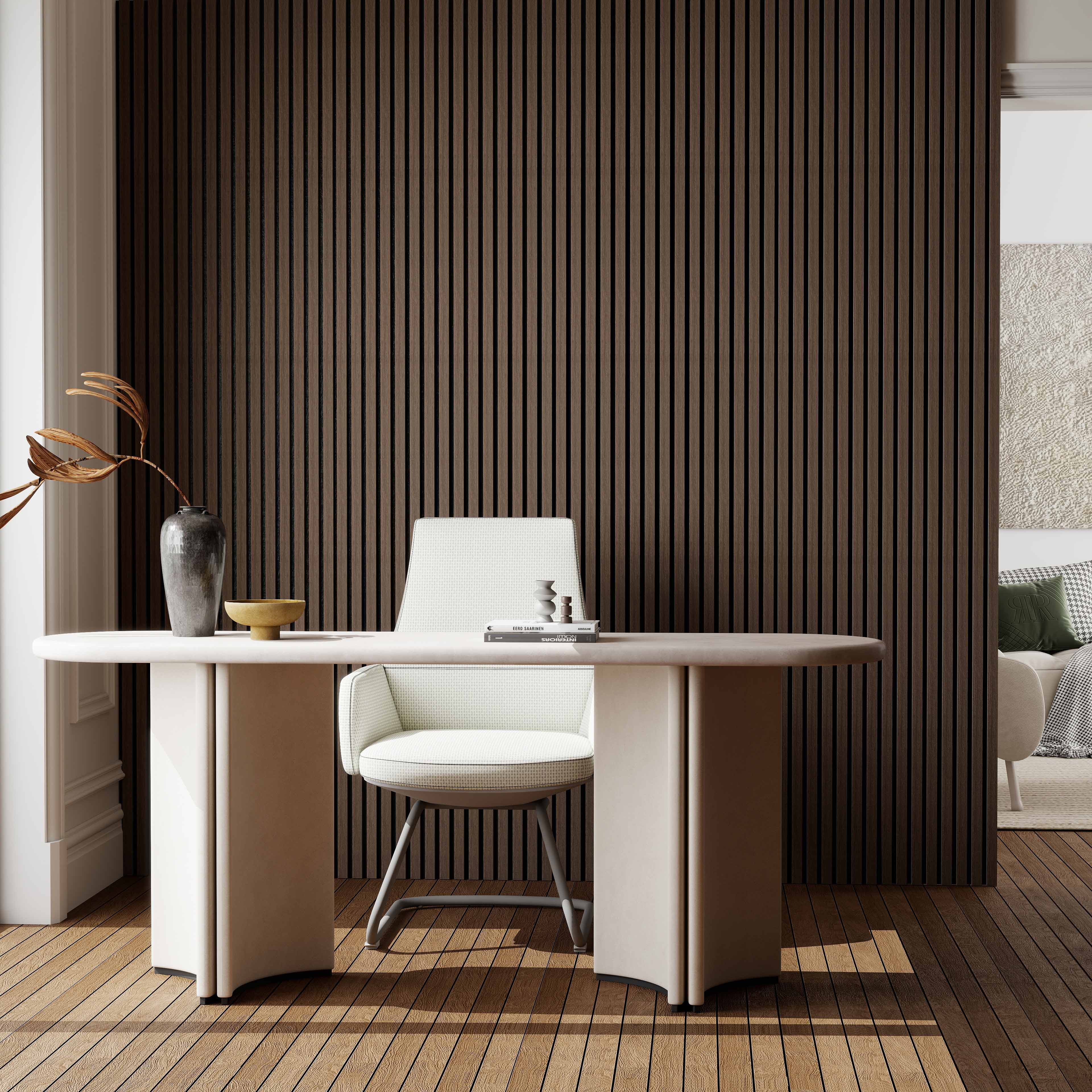 Paneles acústicos decorativos de mdf para paredes - set de 2 unidades - 260x30 cm - color roble nogal