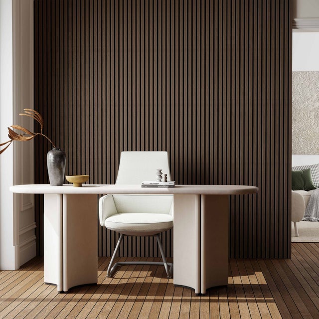 Lot de 3 Panneaux Muraux Décoratifs Acoustiques Bois MDF 260x30cm Noyer AntiBruit, Facile à Poser