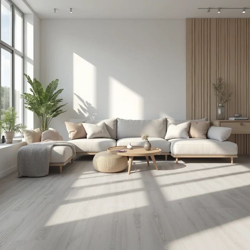 Arquiservi® Casa e negócios【Vinílico SPC 5,5 mm】Instalação rápida | 100% resistente à água | Carvalho cinza claro - 4