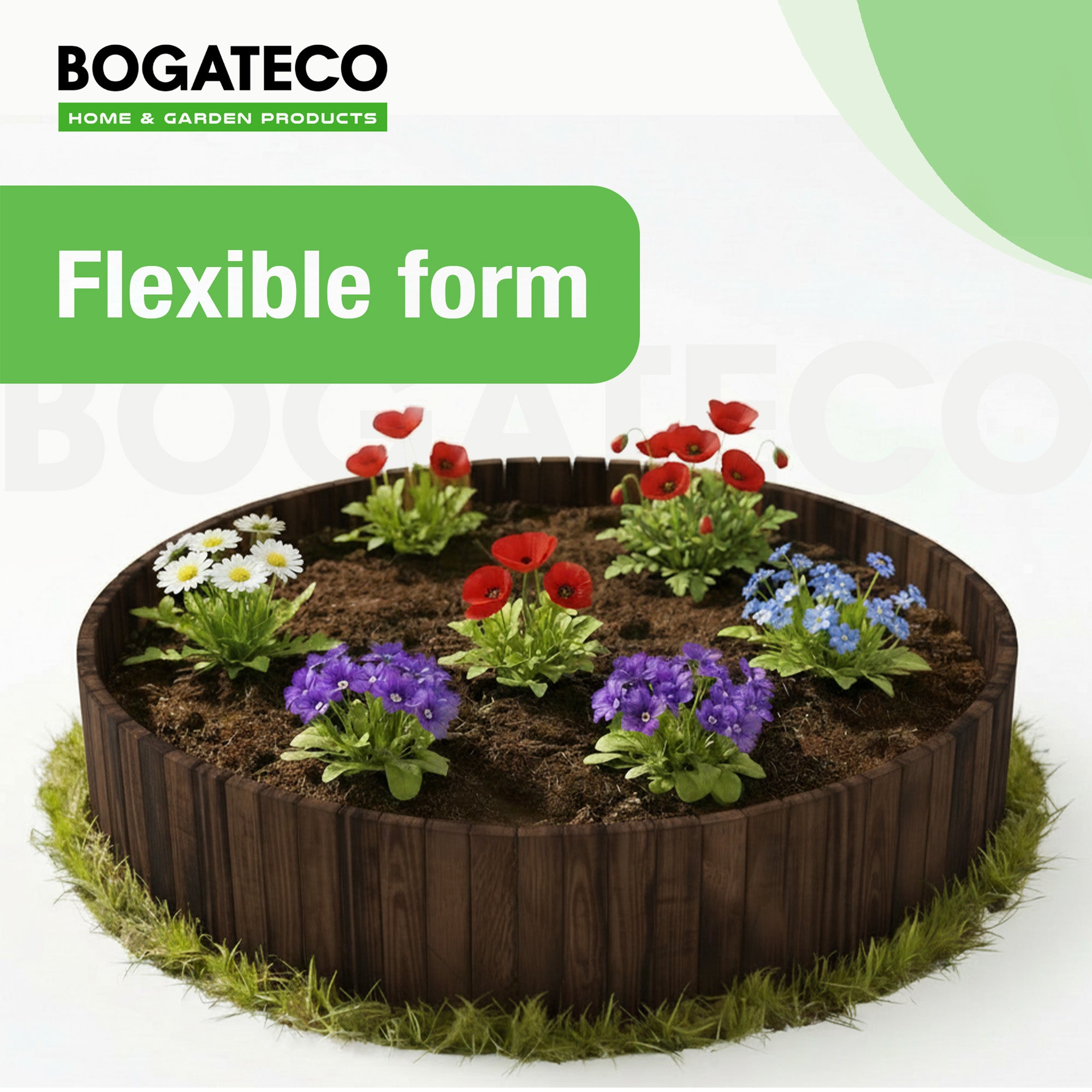 BOGATECO Lot de 3 bordures de jardin en bois avec lattes | 20 cm de haut et 112 cm de long | Bordure de jardin ou délimitation d'allée | Brun - 3