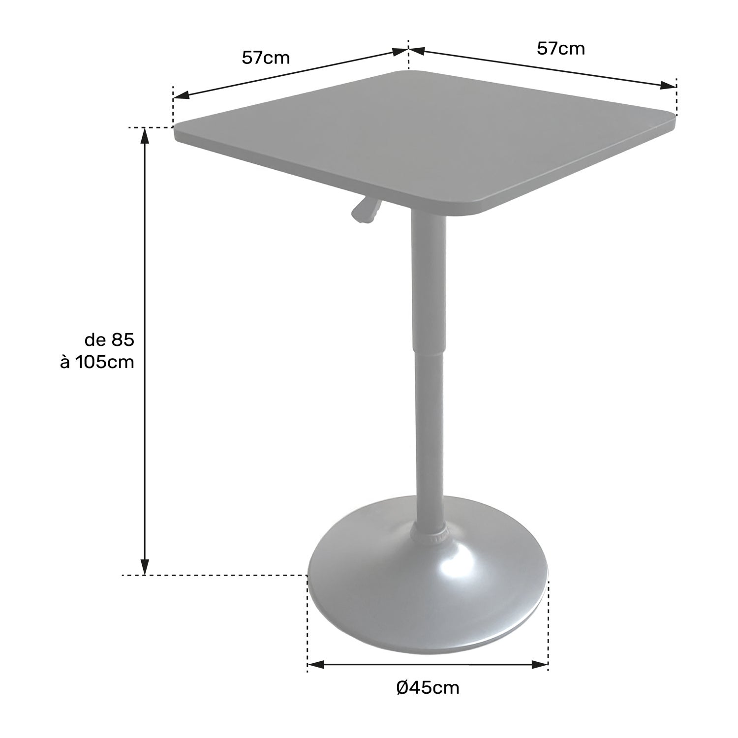 Table de bar carrée noire LUKE - 6