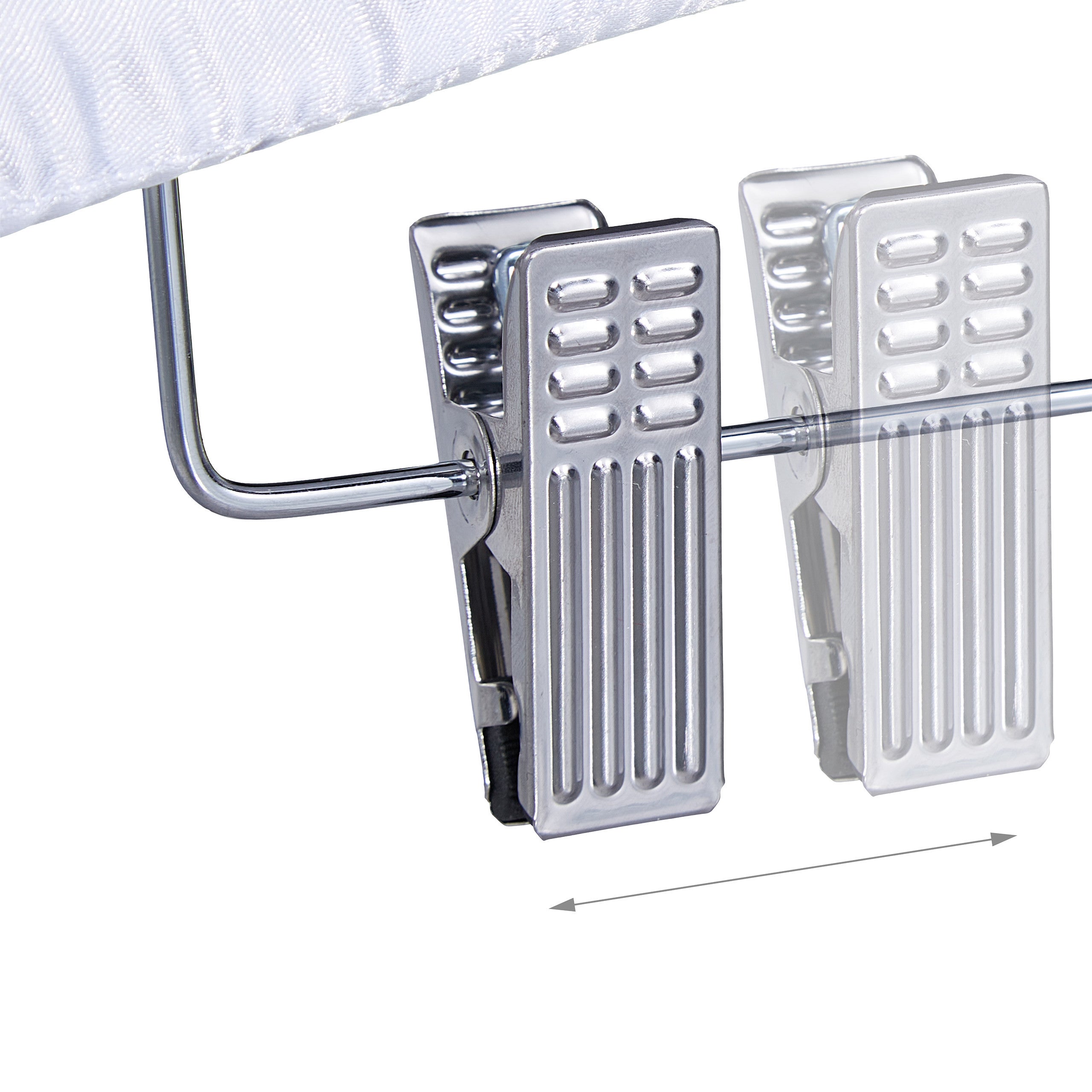 10x Set Grucce con Rivestimento in Raso, Vintage, Clip Scorrevoli, Gancio Girevole, Larghe 38 cm, Bianco - 6