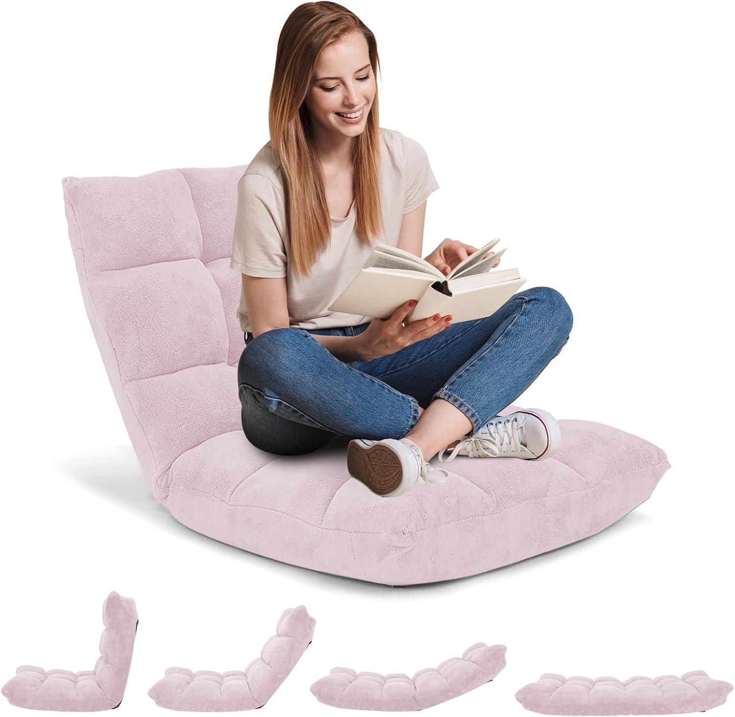 Chaise De Sol Réglable FANTASK - Fauteuil Pliable Rembourré, Dossier Inclinable, Idéal Salon Et Bureau