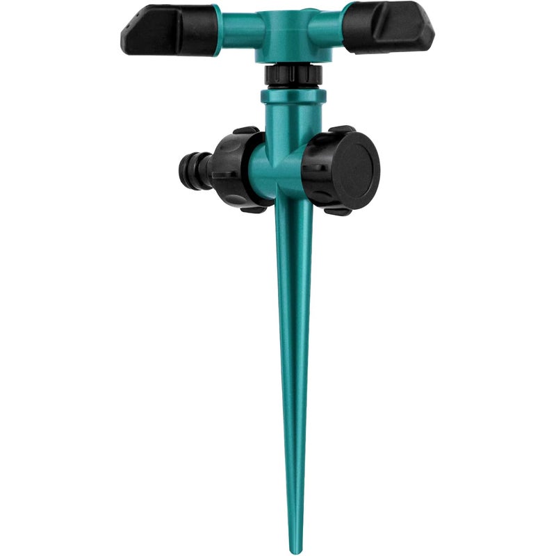 Plastikowy zraszacz ogrodowy, automatyczny zraszacz trawnikowy 360°, wytrzymały 3-ramienny zraszacz do wody do ogrodu i nawadniania