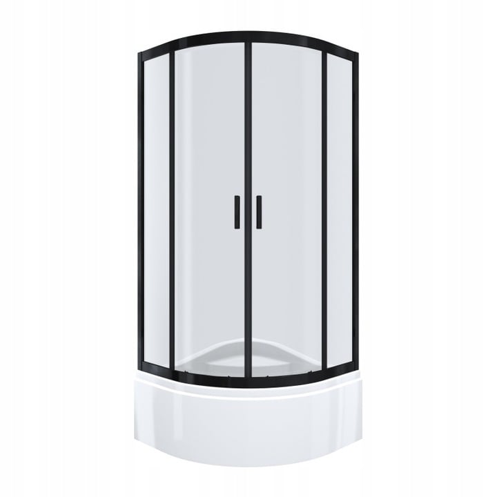 Kabina prysznicowa NAMELESS Durasan 90x90 czarny mat półokrągła z brodzikiem 1szt.