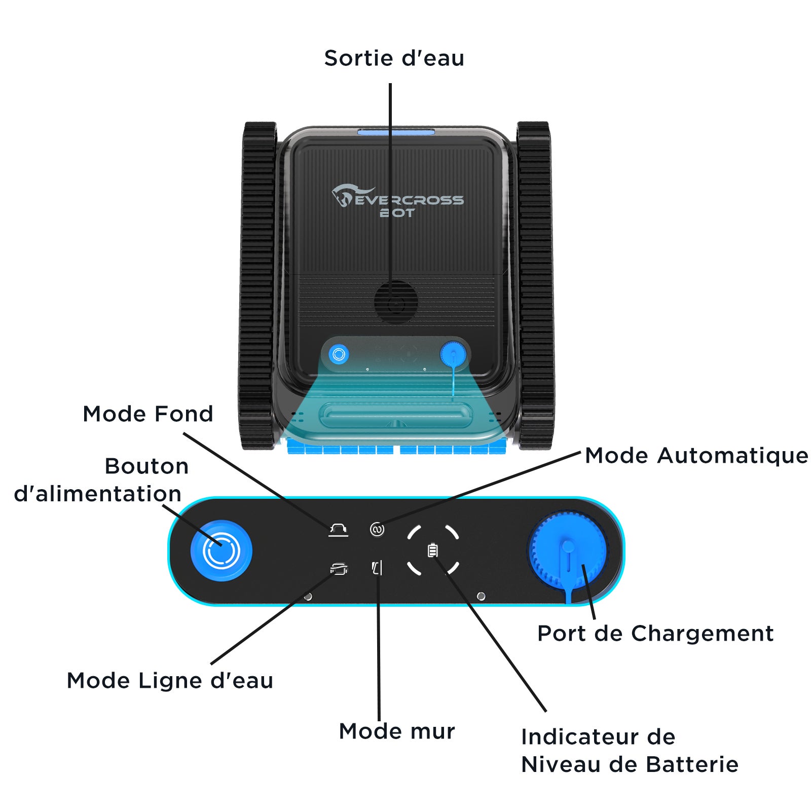 EVERCROSS BOT Robot Piscine Nettoyeur de Fond et Parois U8 Noir - 2