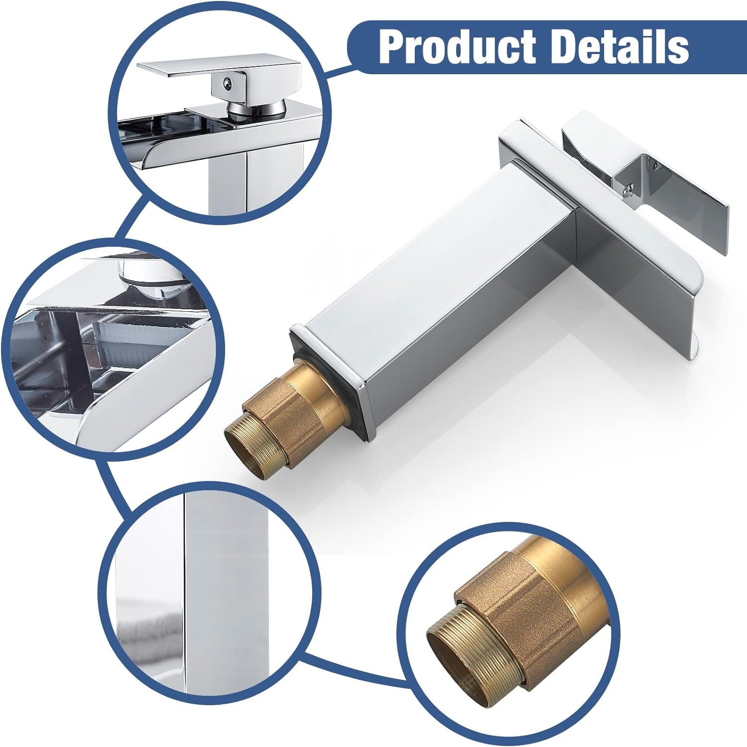 Robinet Salle de Bain Cascade, MitigEU Lavabo Chromé, Ultra-Large 6cm, Eau Froide & Chaude Disponible, Acier Inoxydable, Valve en Céramique - 8