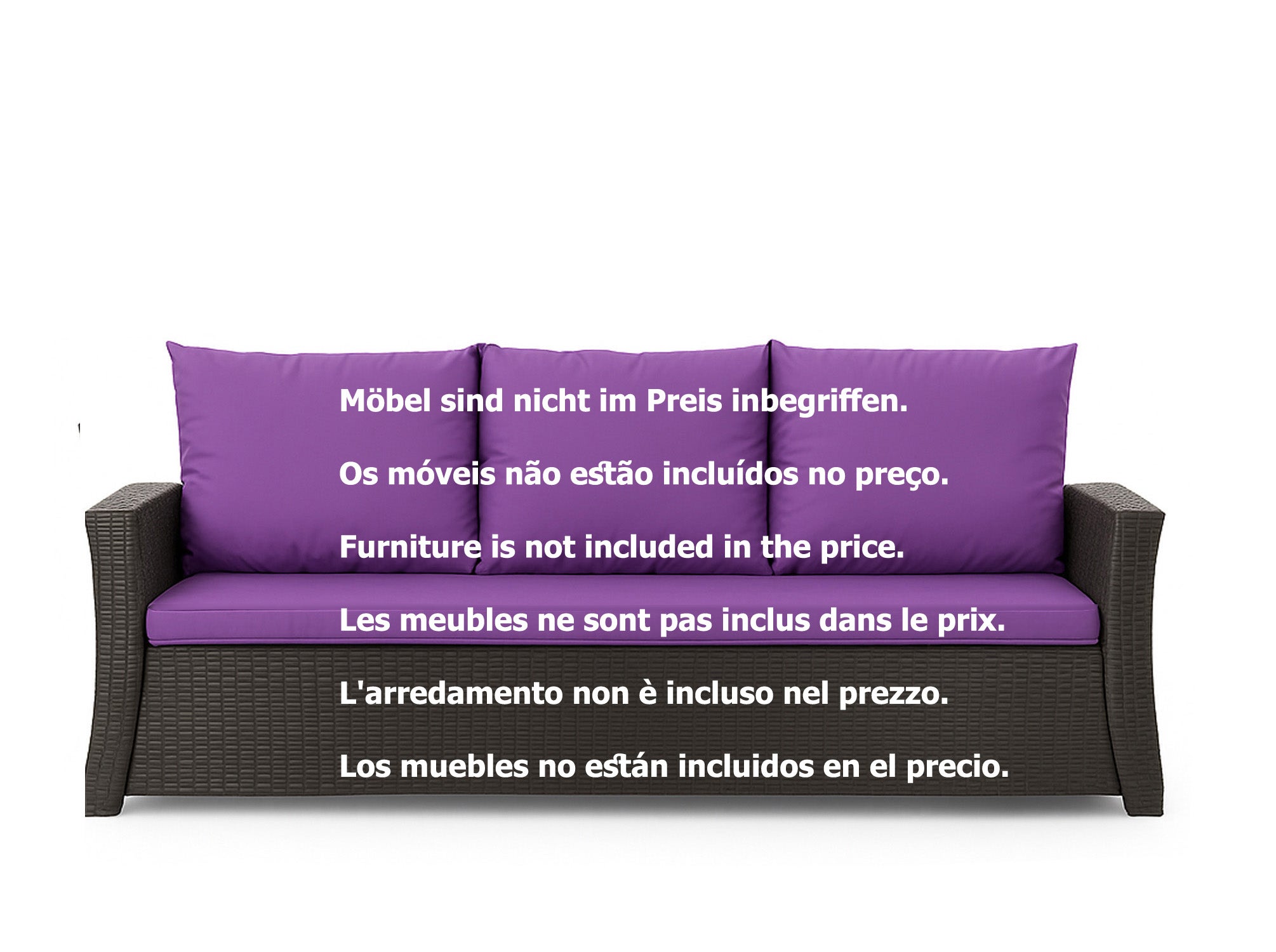 Coussins de canapé meubles de jardin en résine tressée Violet, Coussins balançoire d'extérieur 100x60x50cm Coussin pour banquette 2 places mix - 2