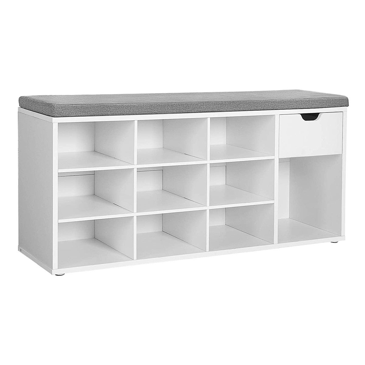 Vasagle Blanco + Gris Banco Para Zapatos Con Compartimentos Abiertos, - Imagen 3