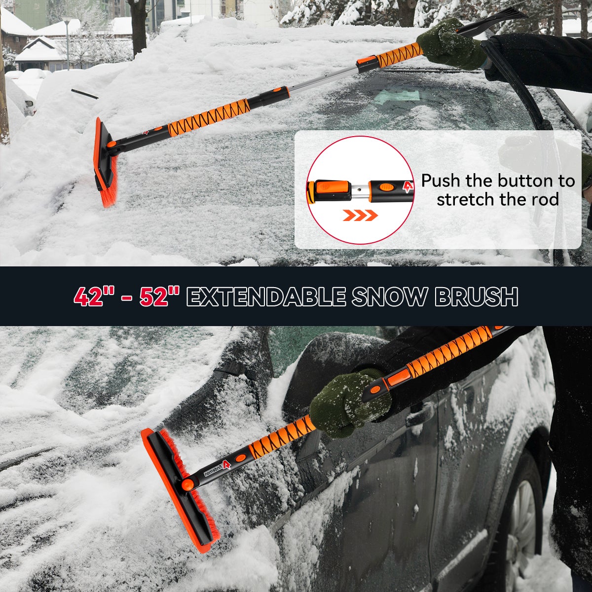 Grattoir à Glace 3 En 1 Voiture - Brosse à Neige Rotative 360° - Télescopique - Pour SUV Et Camions