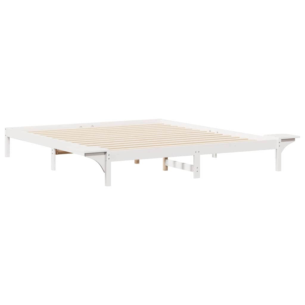 Cadre de lit avec tables de chevet, blanc, pour la chambre, 180 × 210 cm - 7