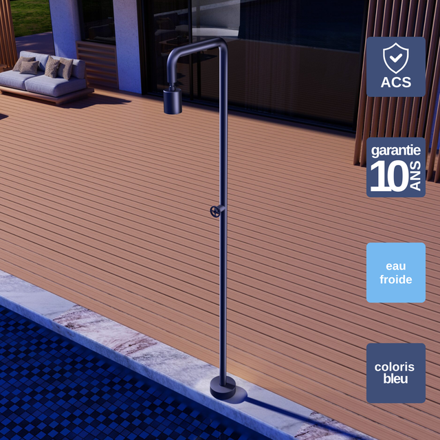 Douche extérieure en Acier Inoxydable - Bleu - POOL POOLIMEX
