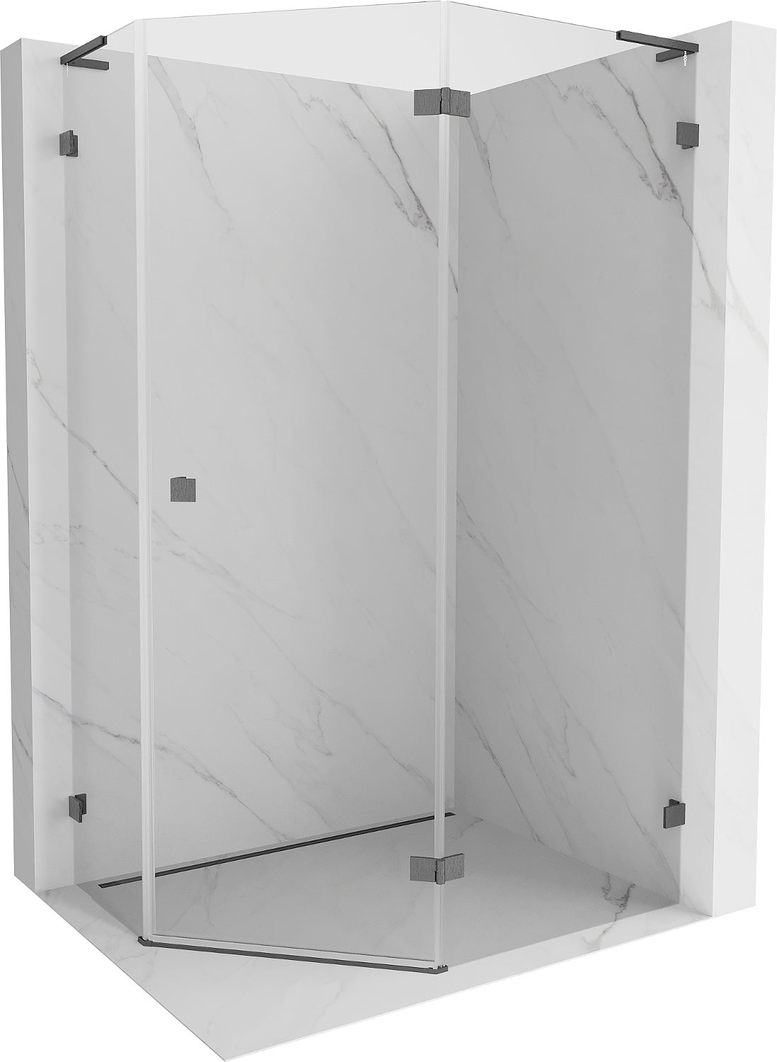 Mexen Lunar L kabina prysznicowa pięciokątna uchylna prawa 100x90 cm transparent, gun gray szczotkowany - 831L-100P-090L-66-00-P