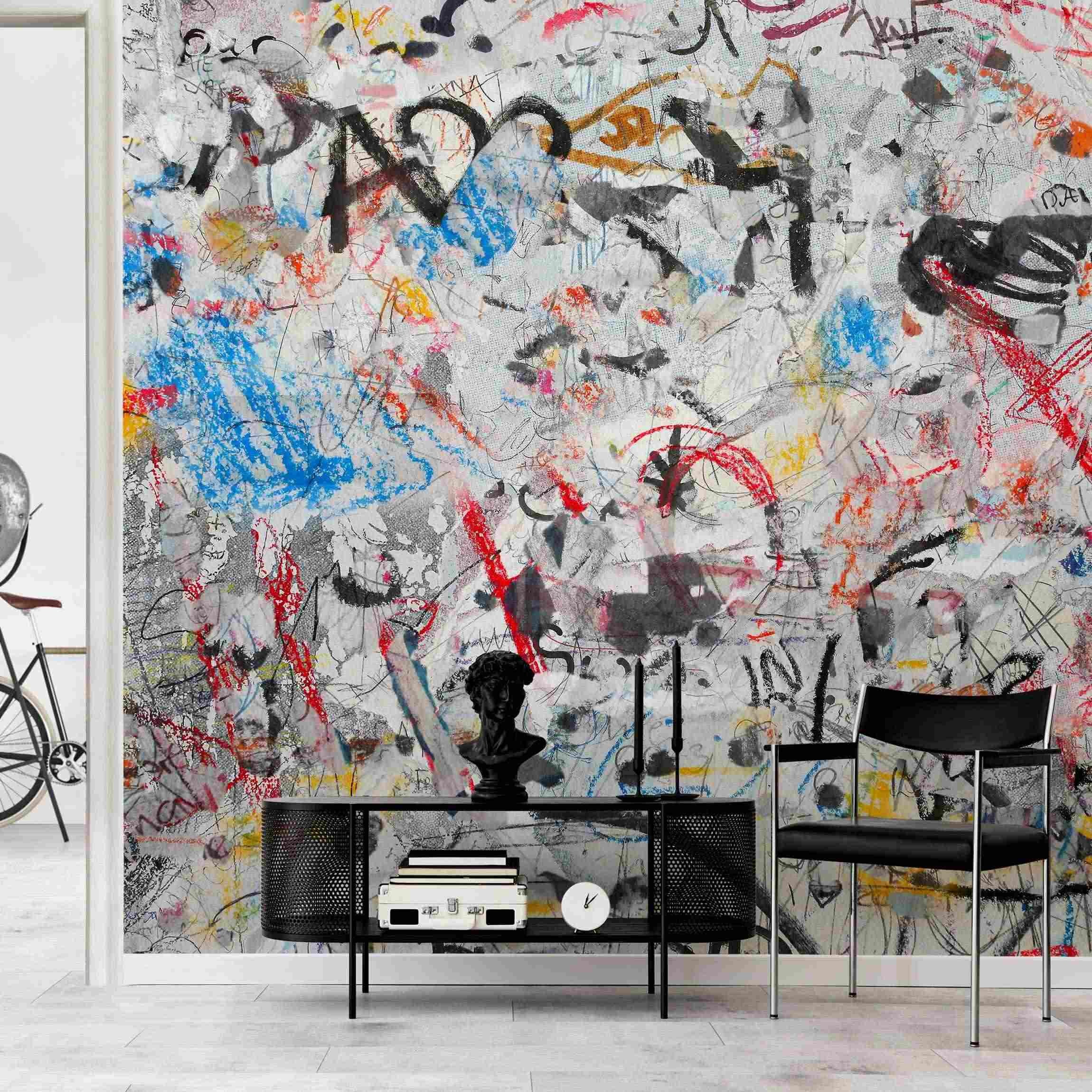 Papel pintado fotomural shabby chic graffiti street art arte urbano 387 - dormitorio juvenil salón - tnt 288 x 288 cm smart