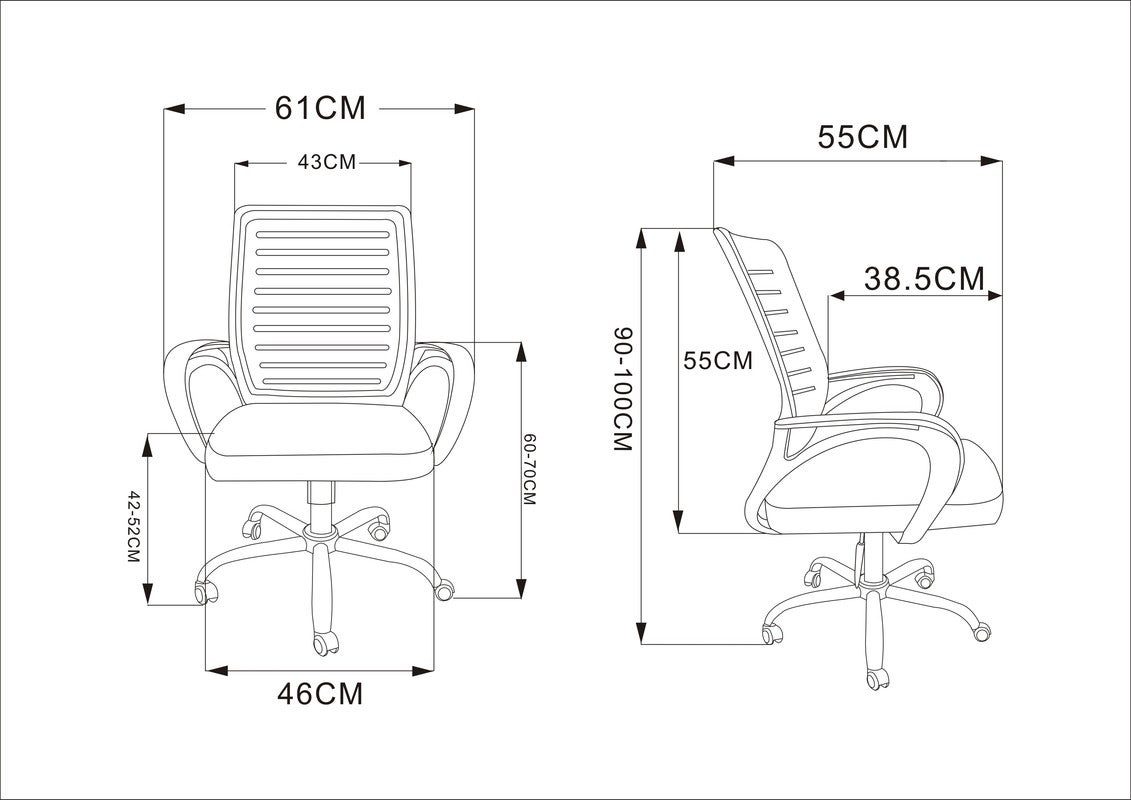 Chaise d'étude pour jeunes avec assise et dossier en textile en résille, noir. Modèle Emma - 4