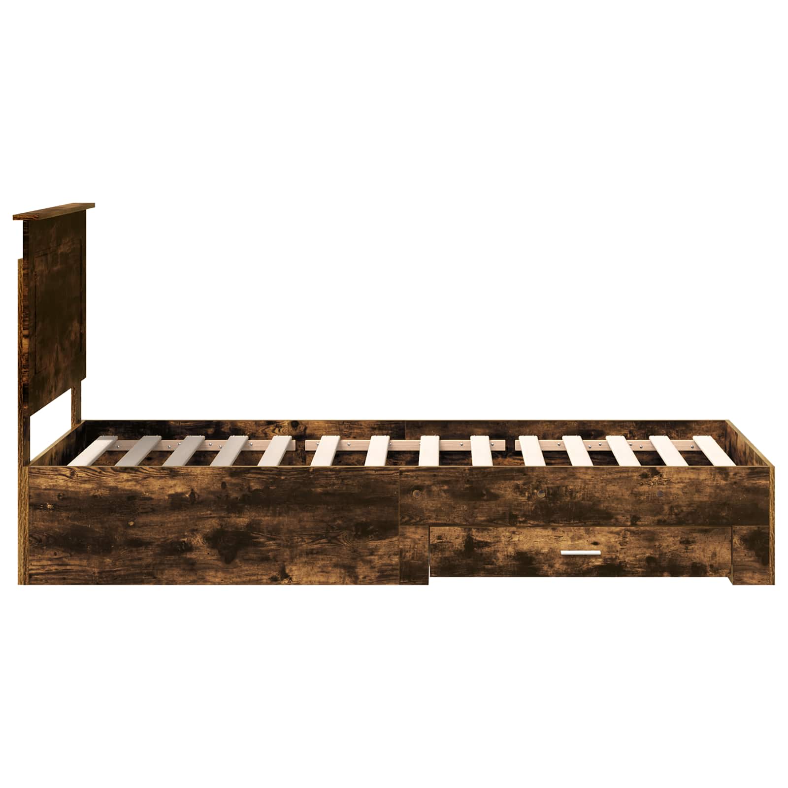 Cadre de lit chêne fumé et argent, panneau de bois, pour la chambre, 75 × 190 cm - 8