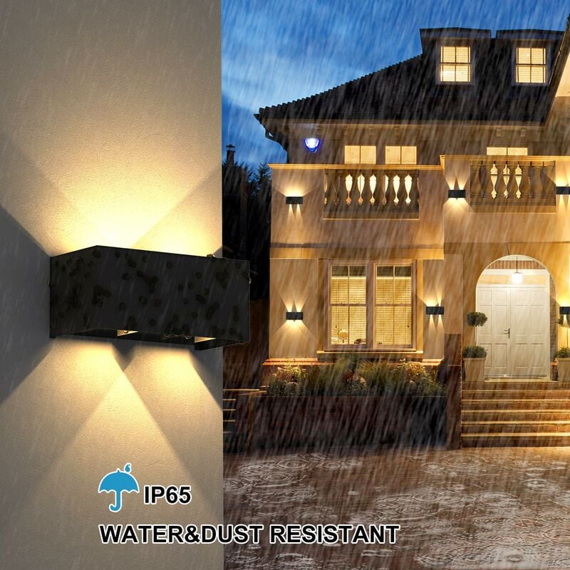 Applique murale intérieure/exterieure led 24W,Avec Angle de Faisceau Réglable Etanches IP65 eclairage exterieur led,3000K Blanc Chaud Noir , 2 unité - 5