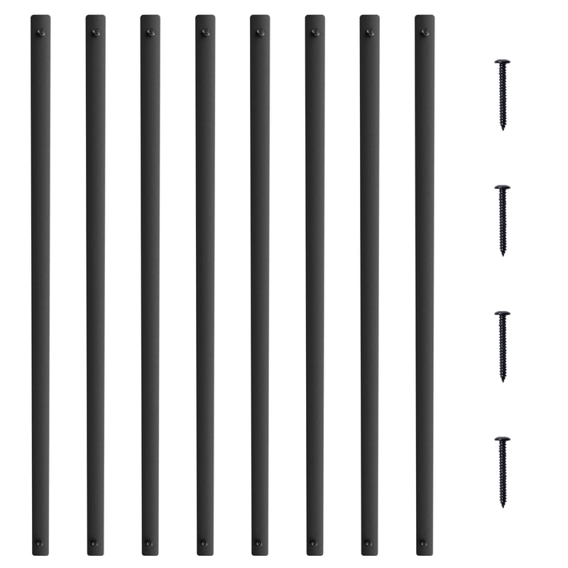 Metalowe tralki schodowe 25x5,5x965 mm Płaskie dekoracyjne tralki ze stopu aluminium 72 szt. Tralki pokładowe ze śrubami Klasyczna pusta balustr VEVOR