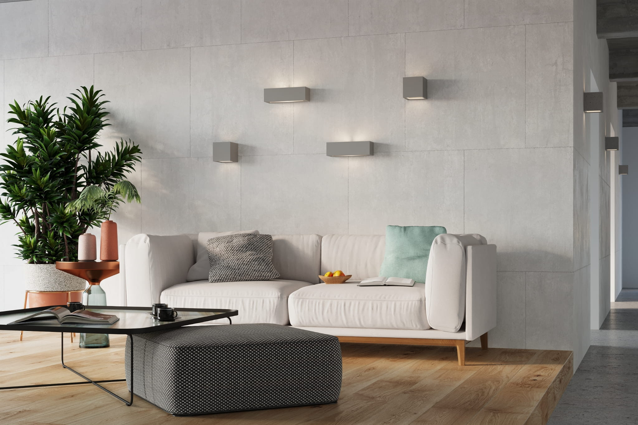 Kinkiet ścienny Vega szaro-biały 1xE27x60W wym: 10 x 32 x 10 cm ceramika / gips IP20 Sollux Lighting - 6