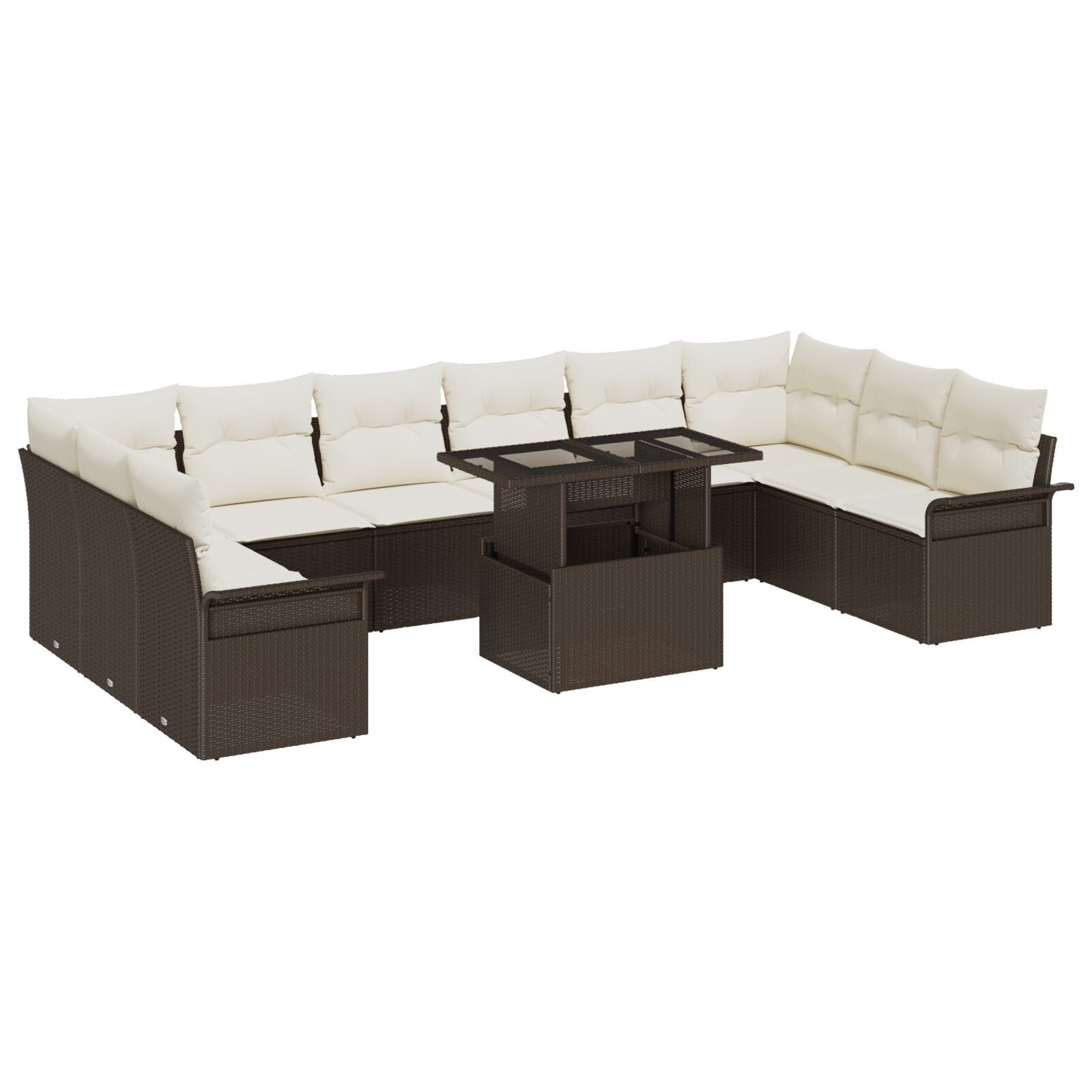 Zestaw Sof na Ogród z poduszką 11 pcs Brązowy Rattan poli vidaXL