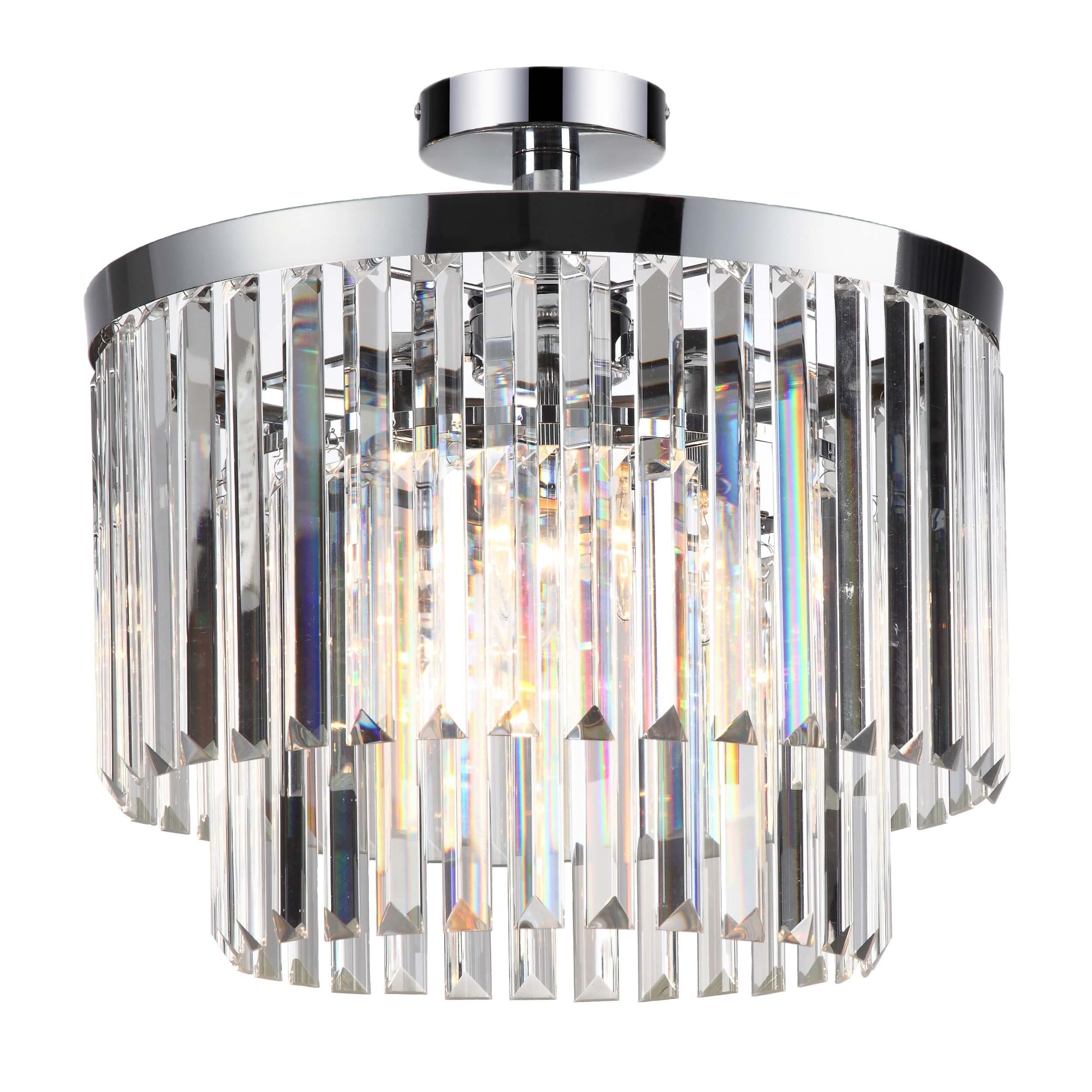 Lampa sufitowa wisząca Vetro srebrno-transparentna 4xE14x40W kryształowa wym: 38 x 40 x 40 cm kryształ Light Prestige